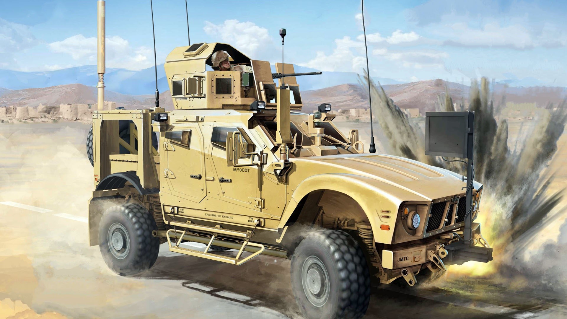 vehicle, military, truck, artwork, HD Wallpaper