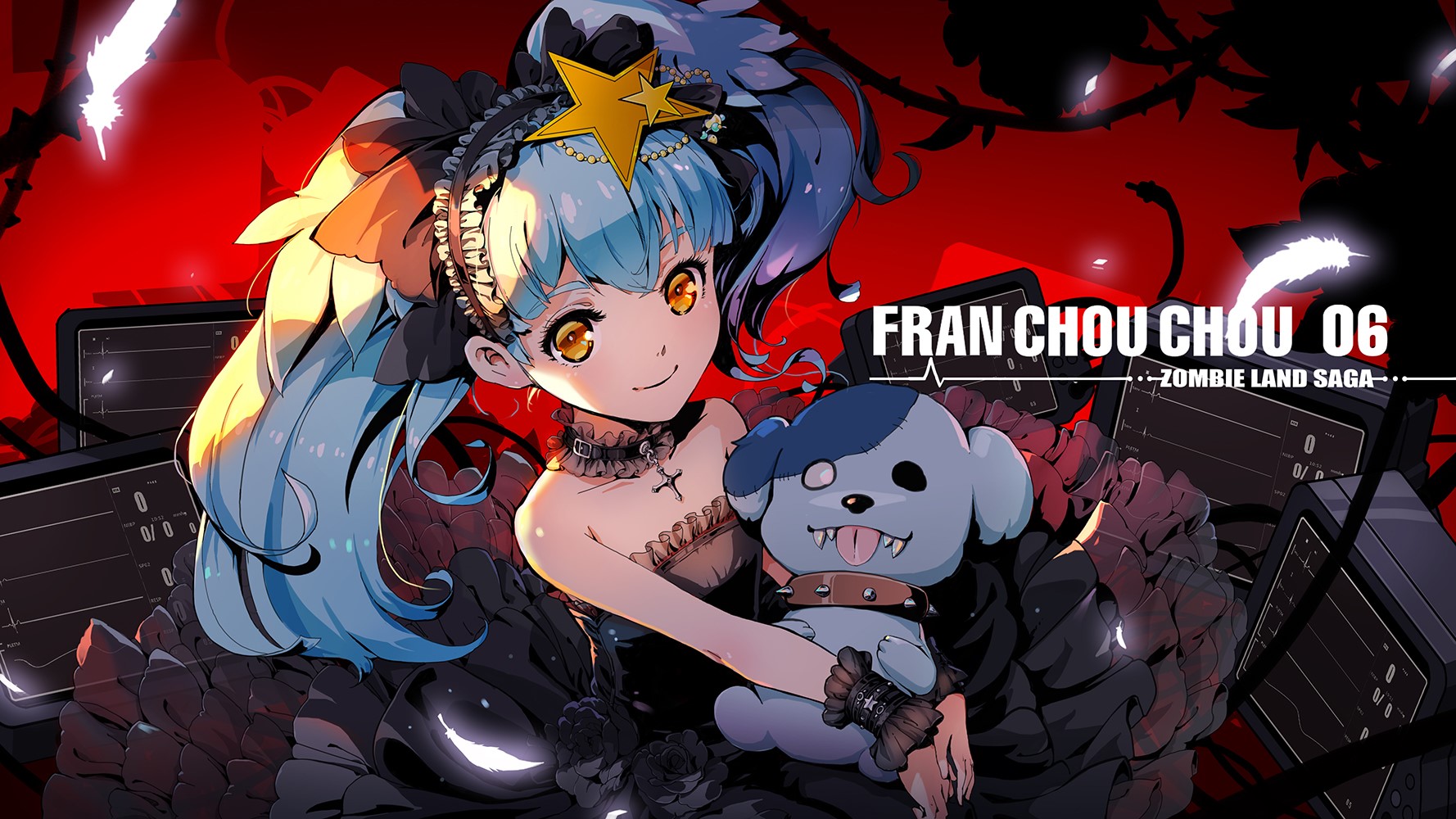 Zombieland Saga, anime boys, twintails, blue hair, Zombie 6 / Lily Hoshikawa, HD Wallpaper