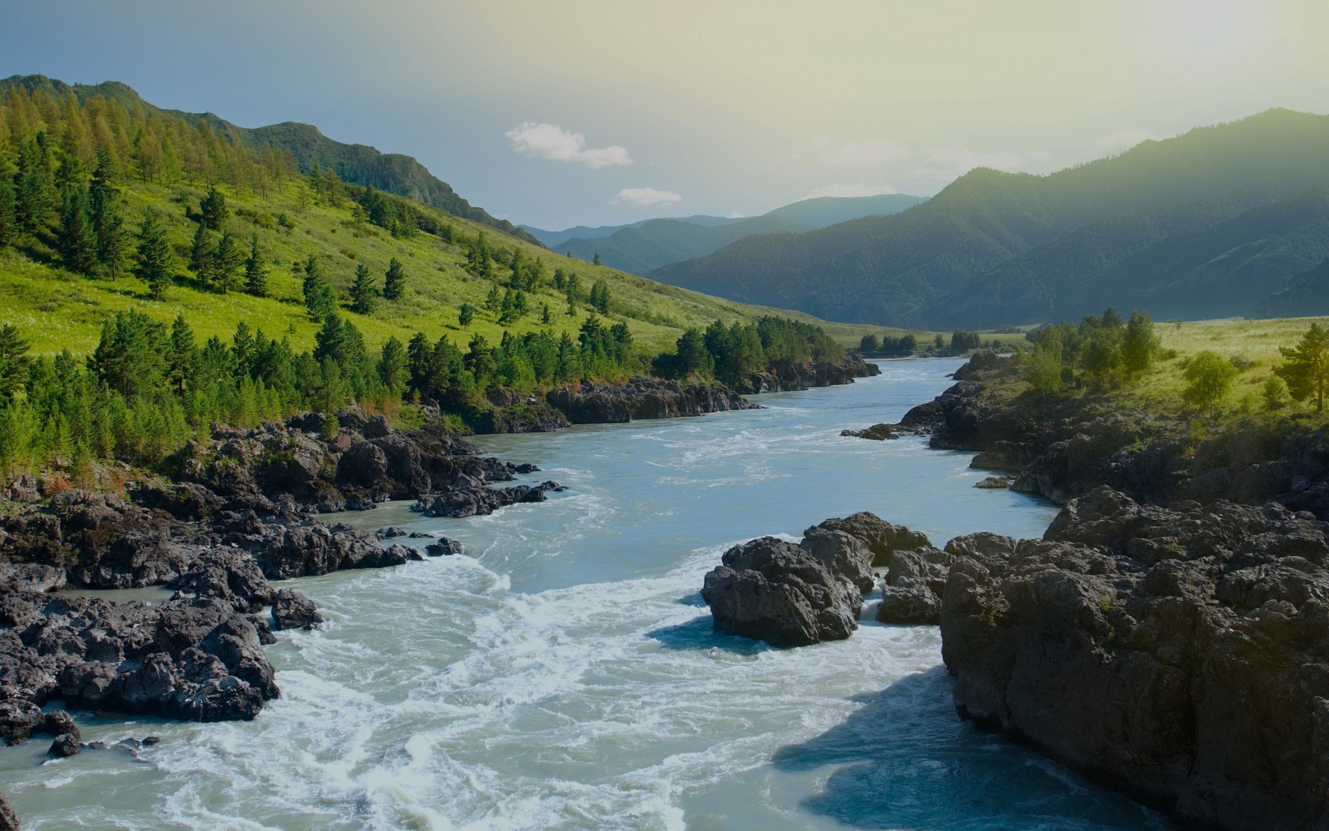 landscape, river, rocks, mountains, HD Wallpaper
