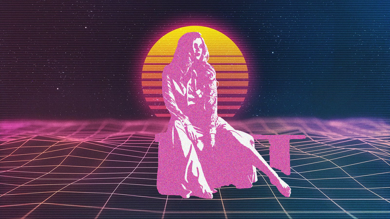 women, dress, Retrowave, 1980s, Moon, HD Wallpaper