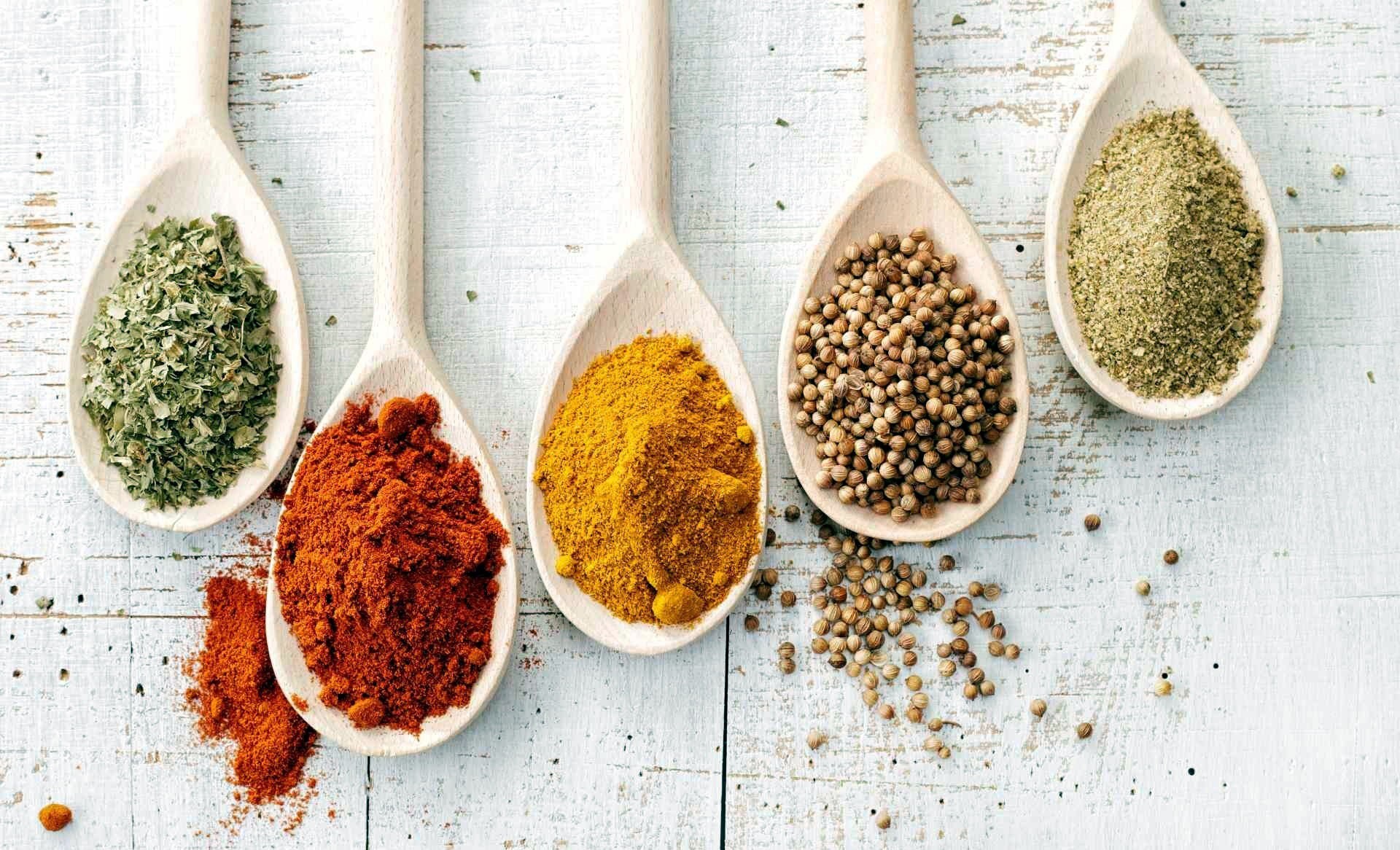 spoon, food, colorful, spices, paprika (spice), HD Wallpaper