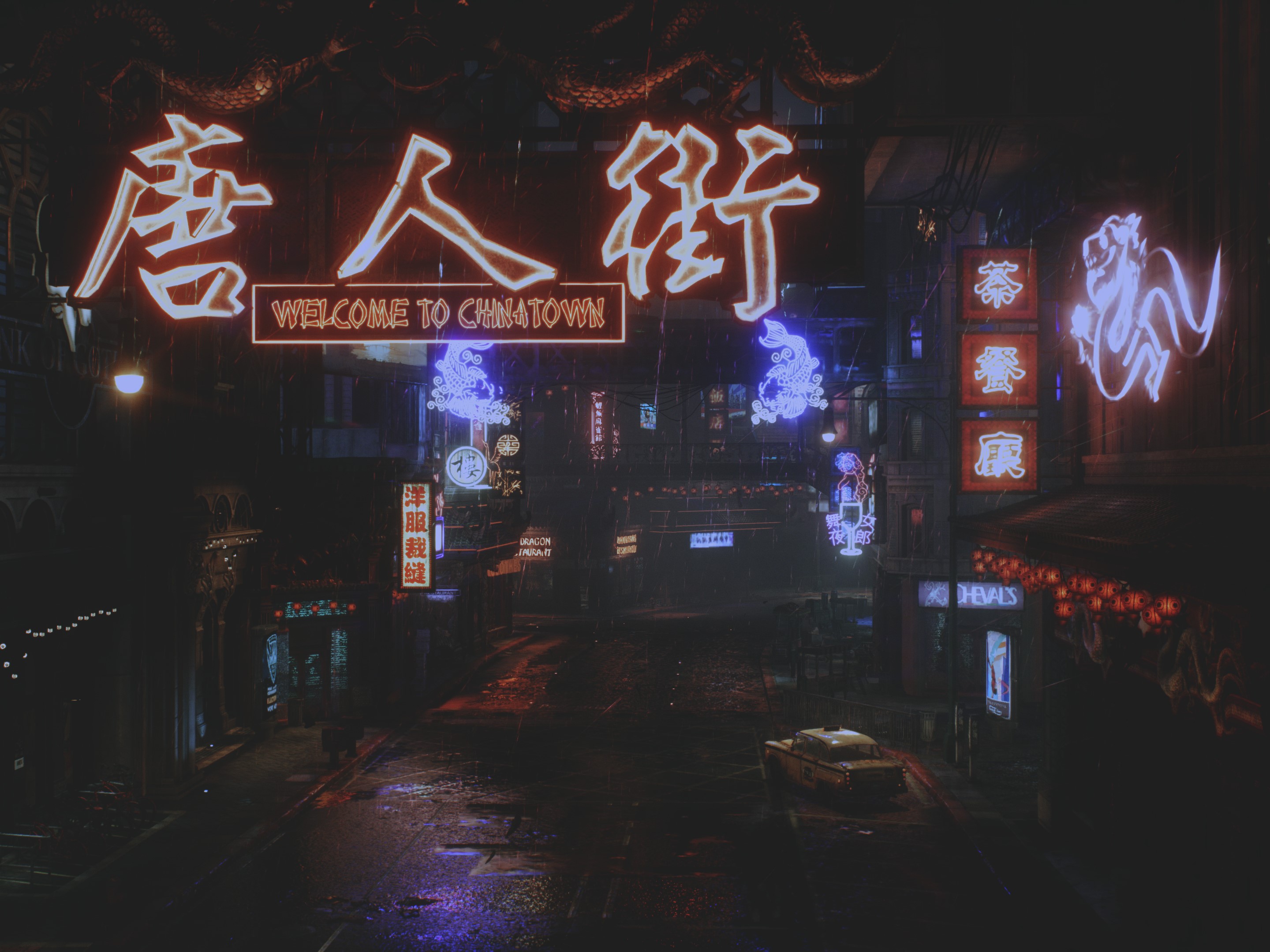 town, city, night, Batman: Arkham Knight, neon lights, HD Wallpaper