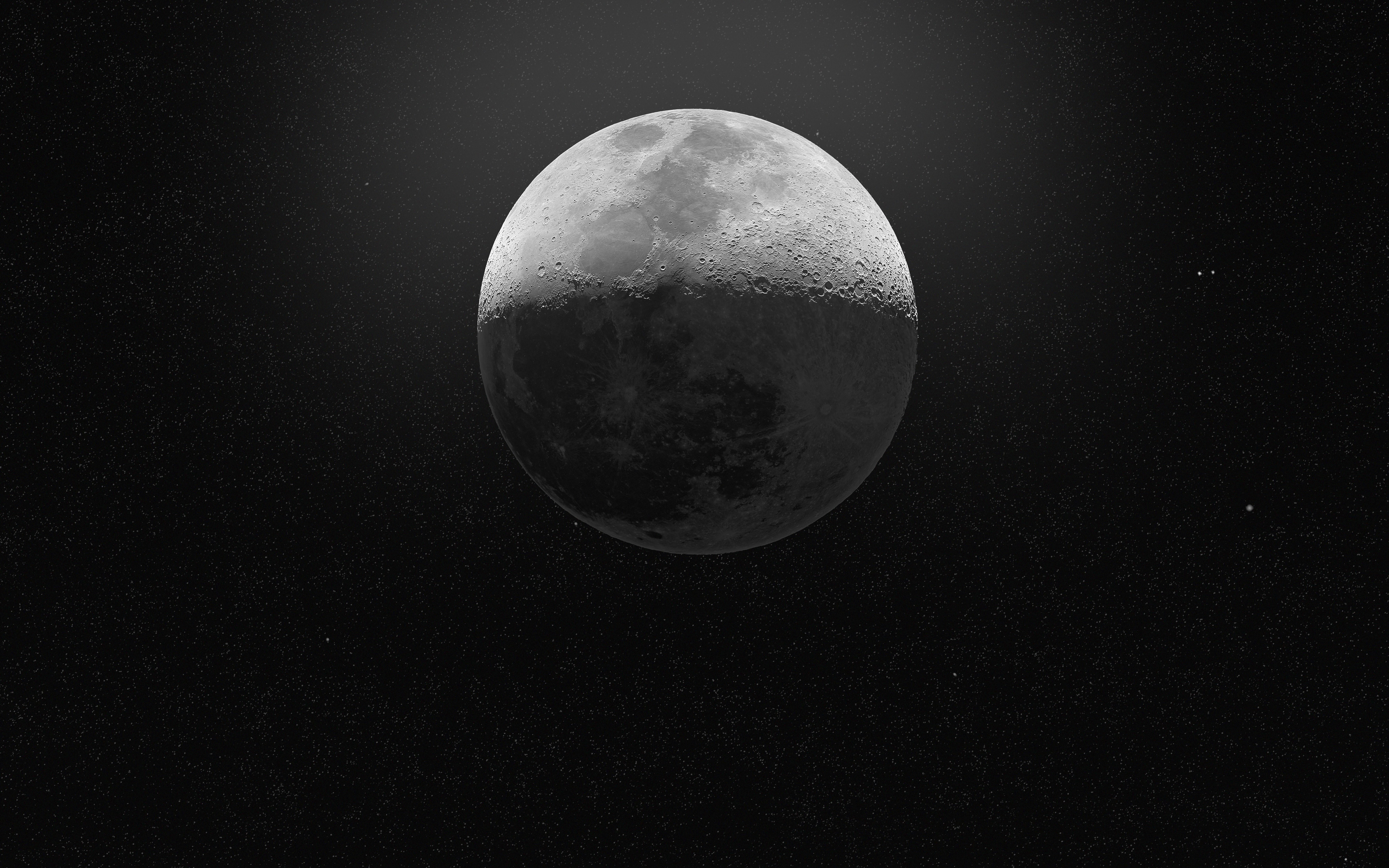 space, Moon, monochrome, space art, HD Wallpaper