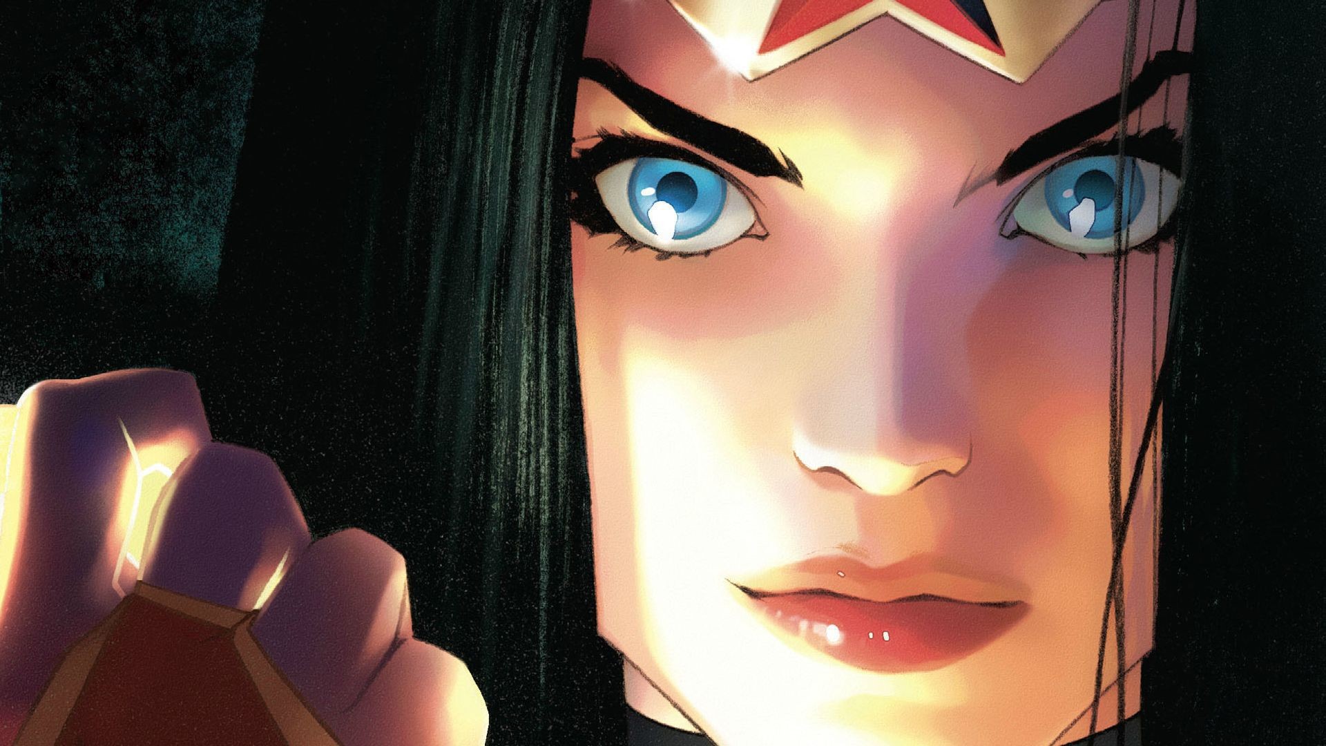 comic art, blue eyes, fantasy art, fantasy girl, Wonder Woman, face, HD Wallpaper