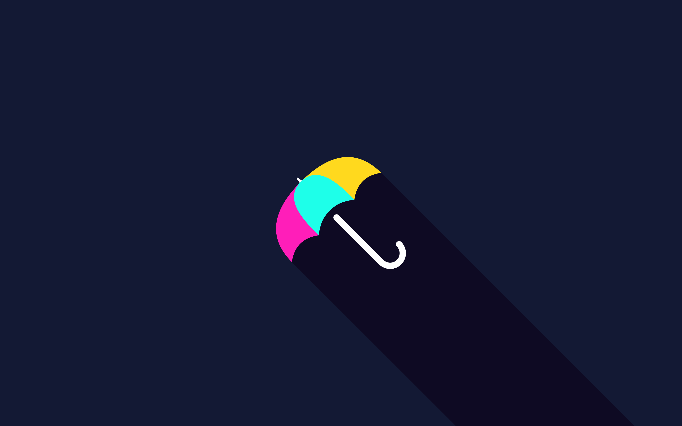 minimalism, simple, simple background, blue background, umbrella, HD Wallpaper