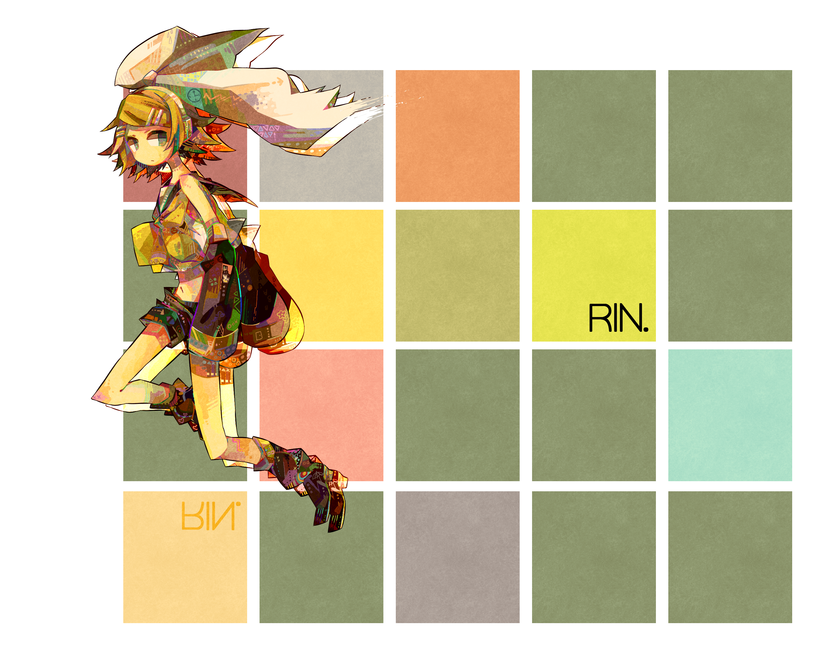 Vocaloid, Kagamine Rin, anime girls, colorful, anime, HD Wallpaper