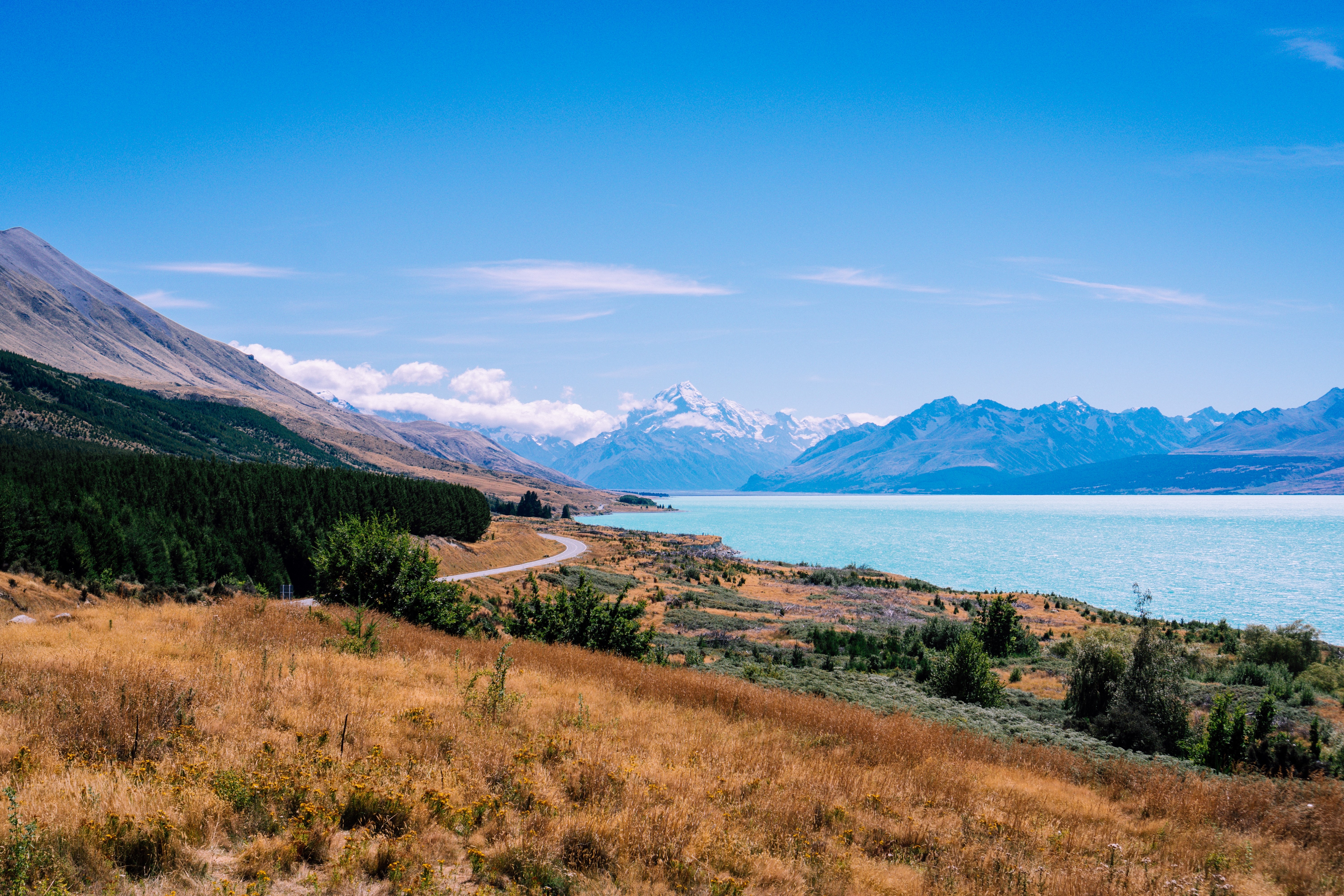 landscape, lake, Lake Pukaki, mount Cook, mountains, HD Wallpaper
