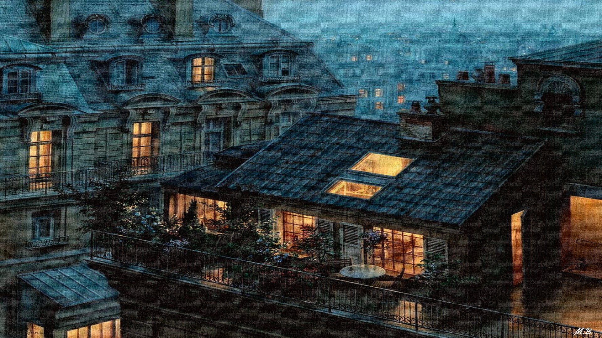 Paris, France, night, city, canvas, HD Wallpaper