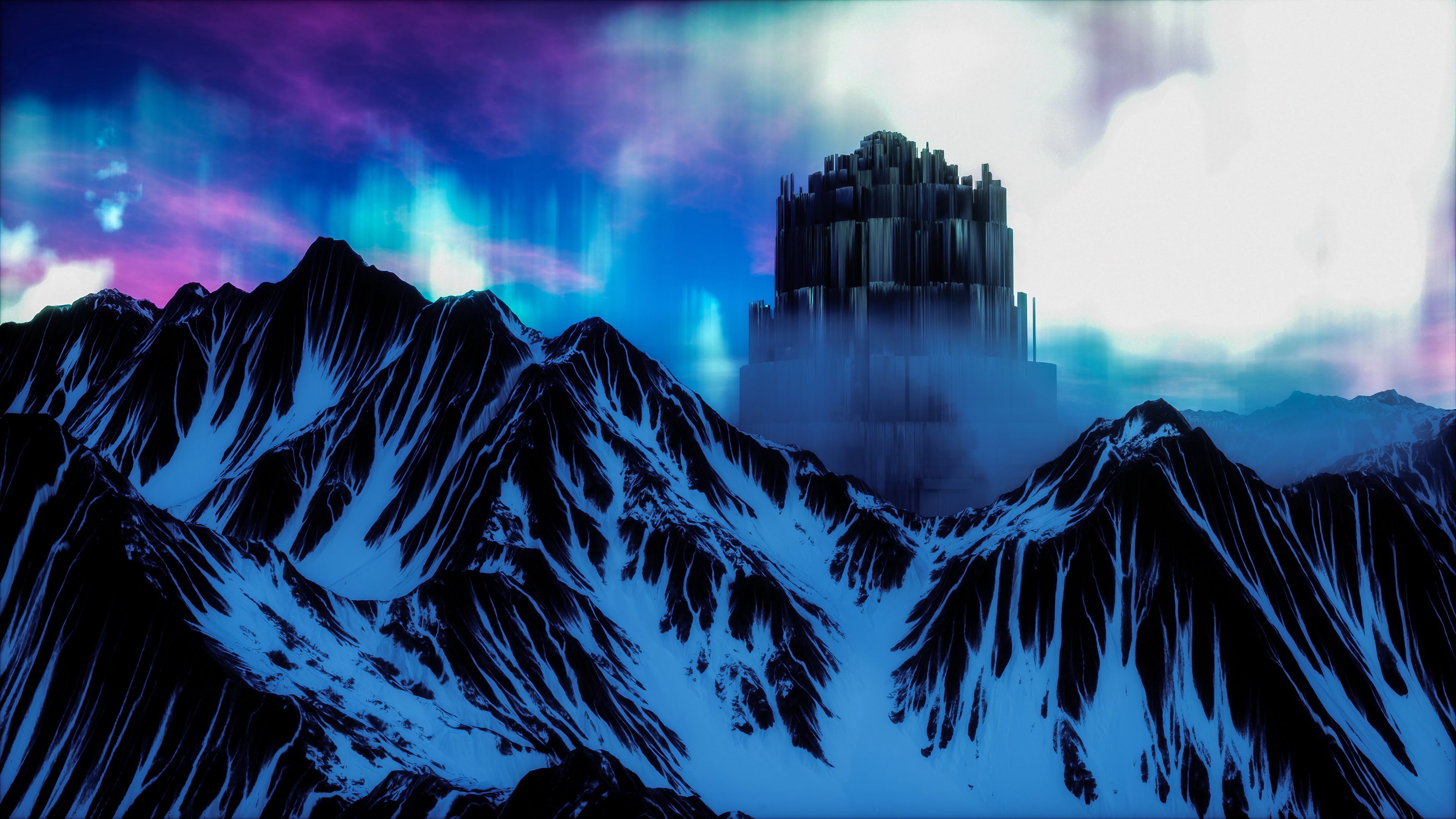 northern lights, aurora, art, structure, 4k, HD Wallpaper