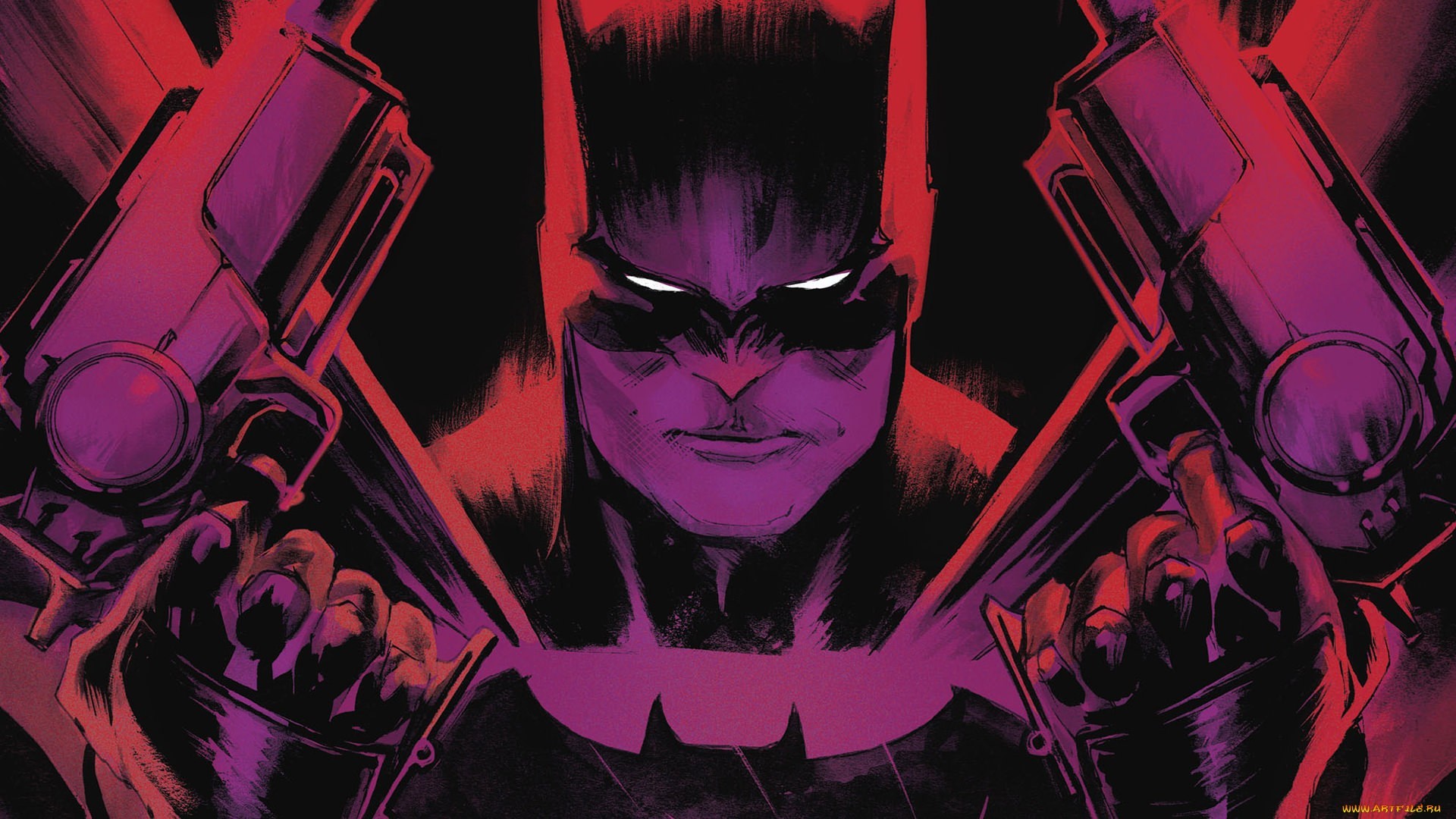 artwork, red, purple, Batman, HD Wallpaper