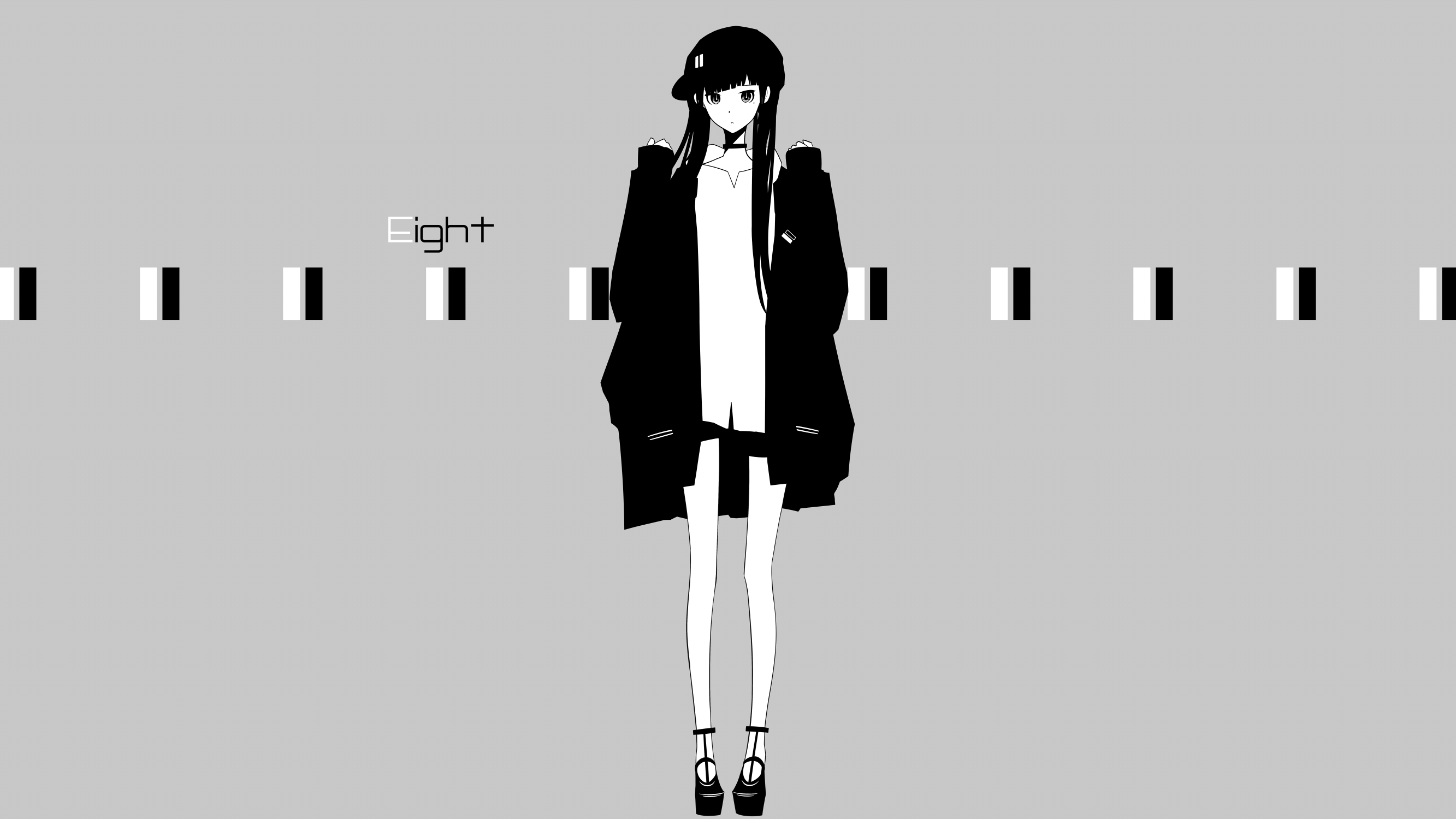 original characters, anime girls, simple background, skirt, jacket, hat, choker, anime, standing, long hair, HD Wallpaper