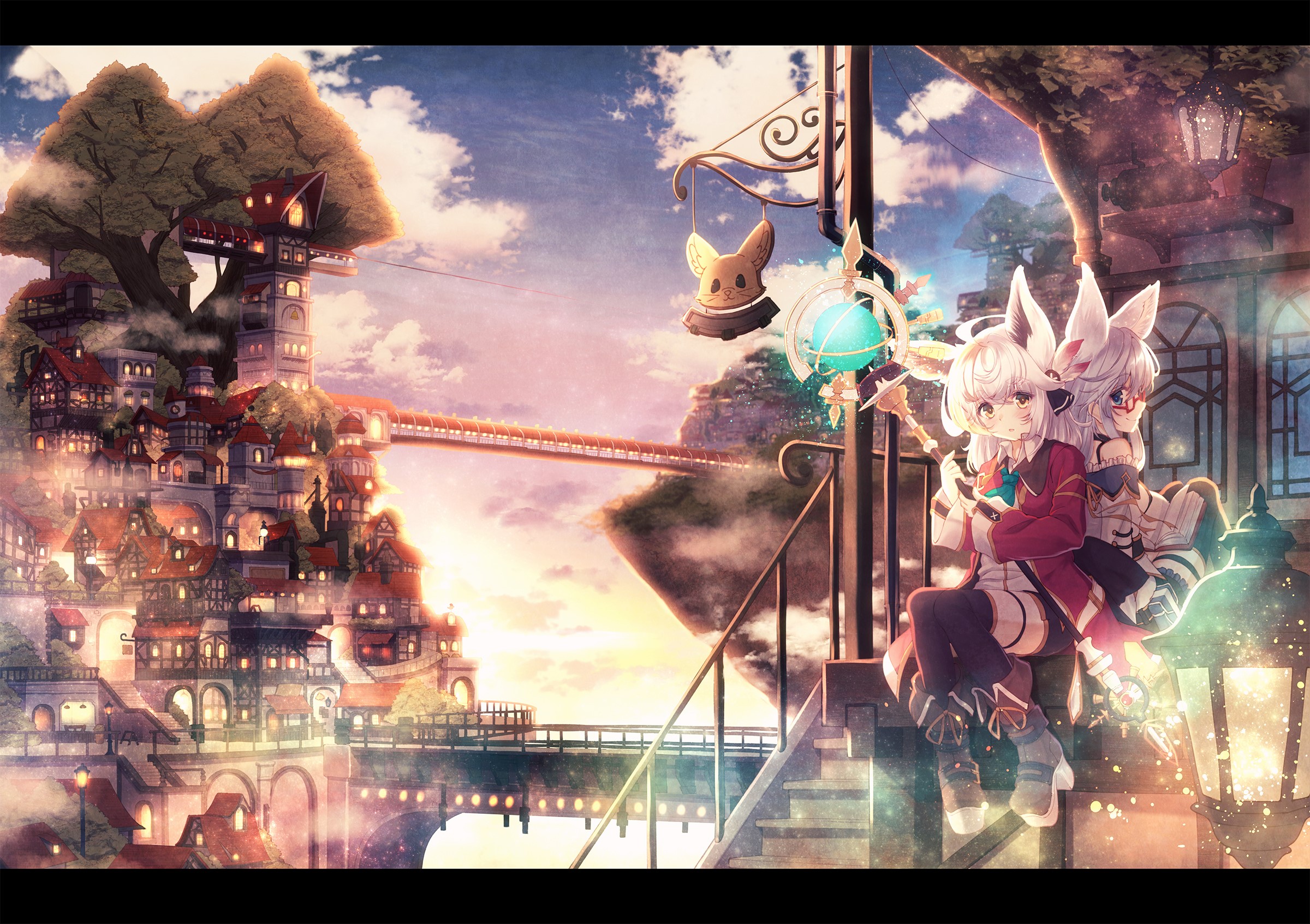 anime, anime girls, animal ears, fox girl, HD Wallpaper