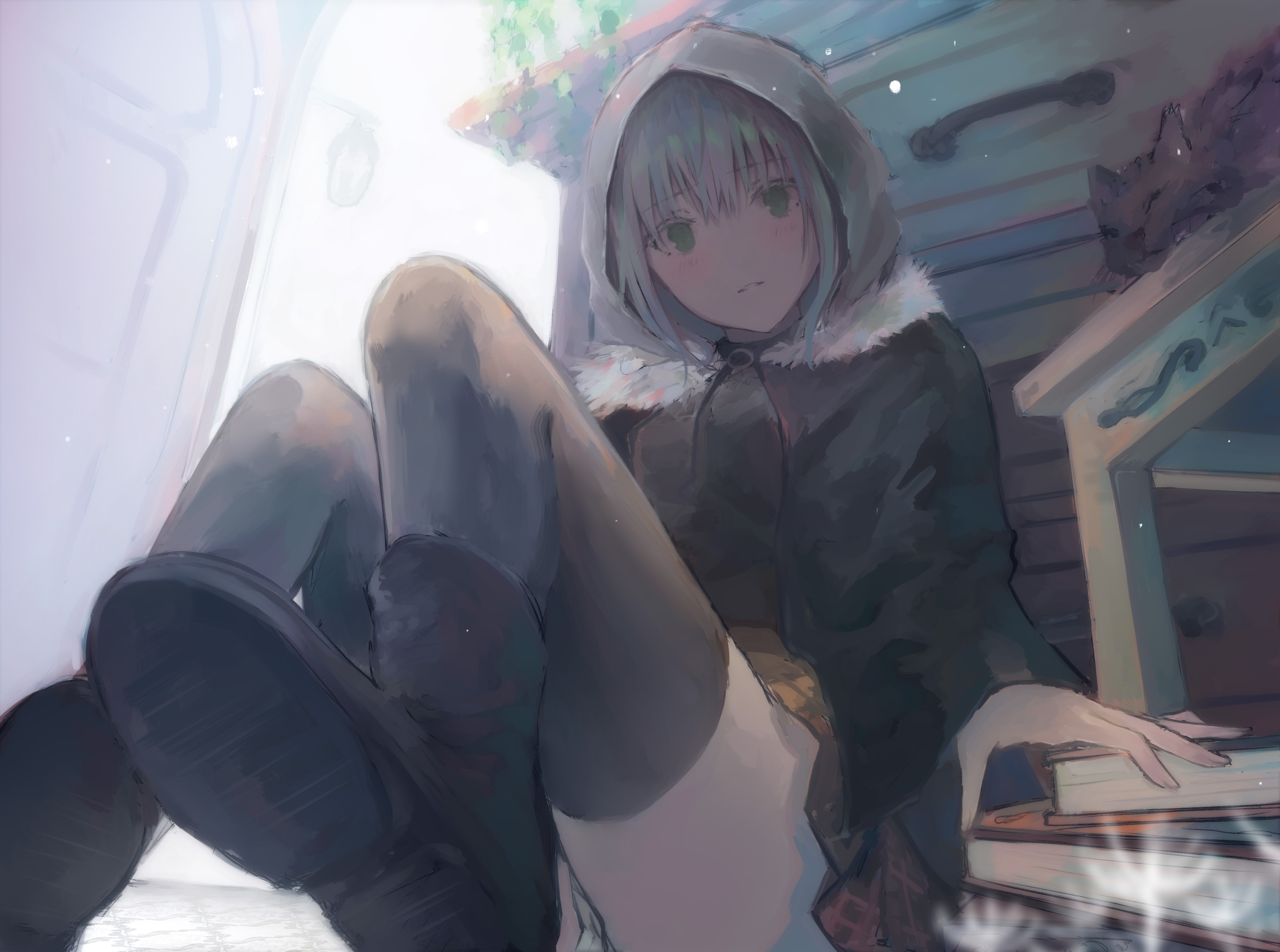 anime, anime girls, green eyes, HD Wallpaper