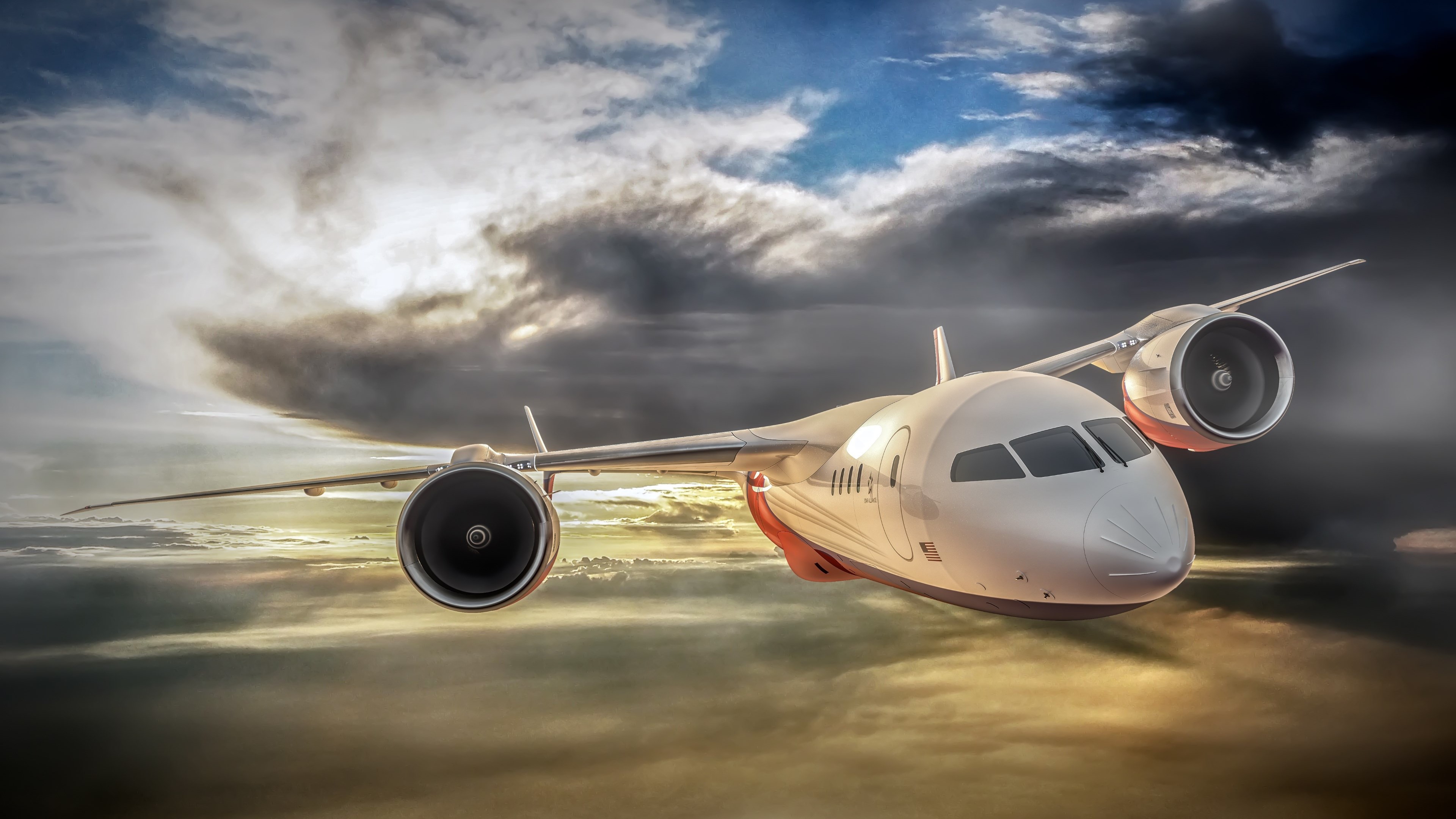 landscape, storm, aircraft, Rolls-Royce, turbine, airplane, HD Wallpaper