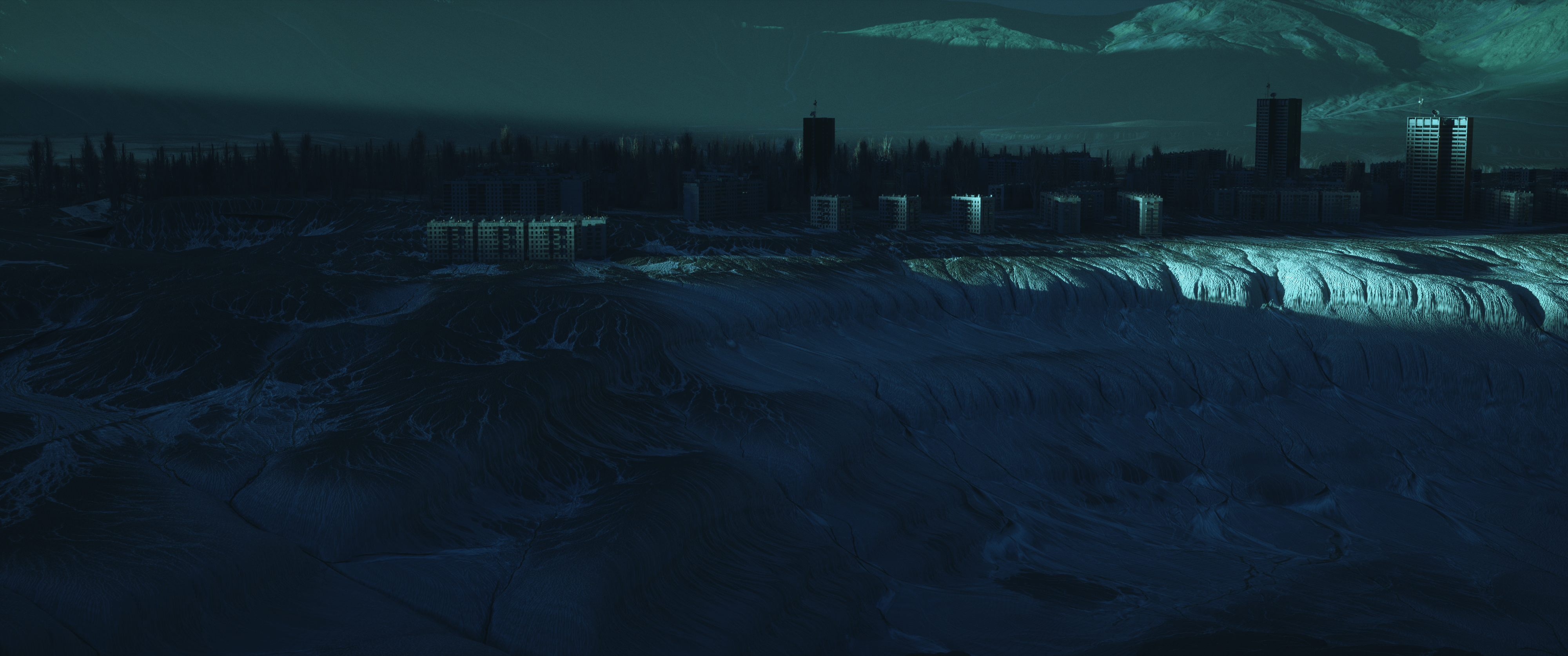city, landscape, 3D Abstract, digital, render, mist, HD Wallpaper