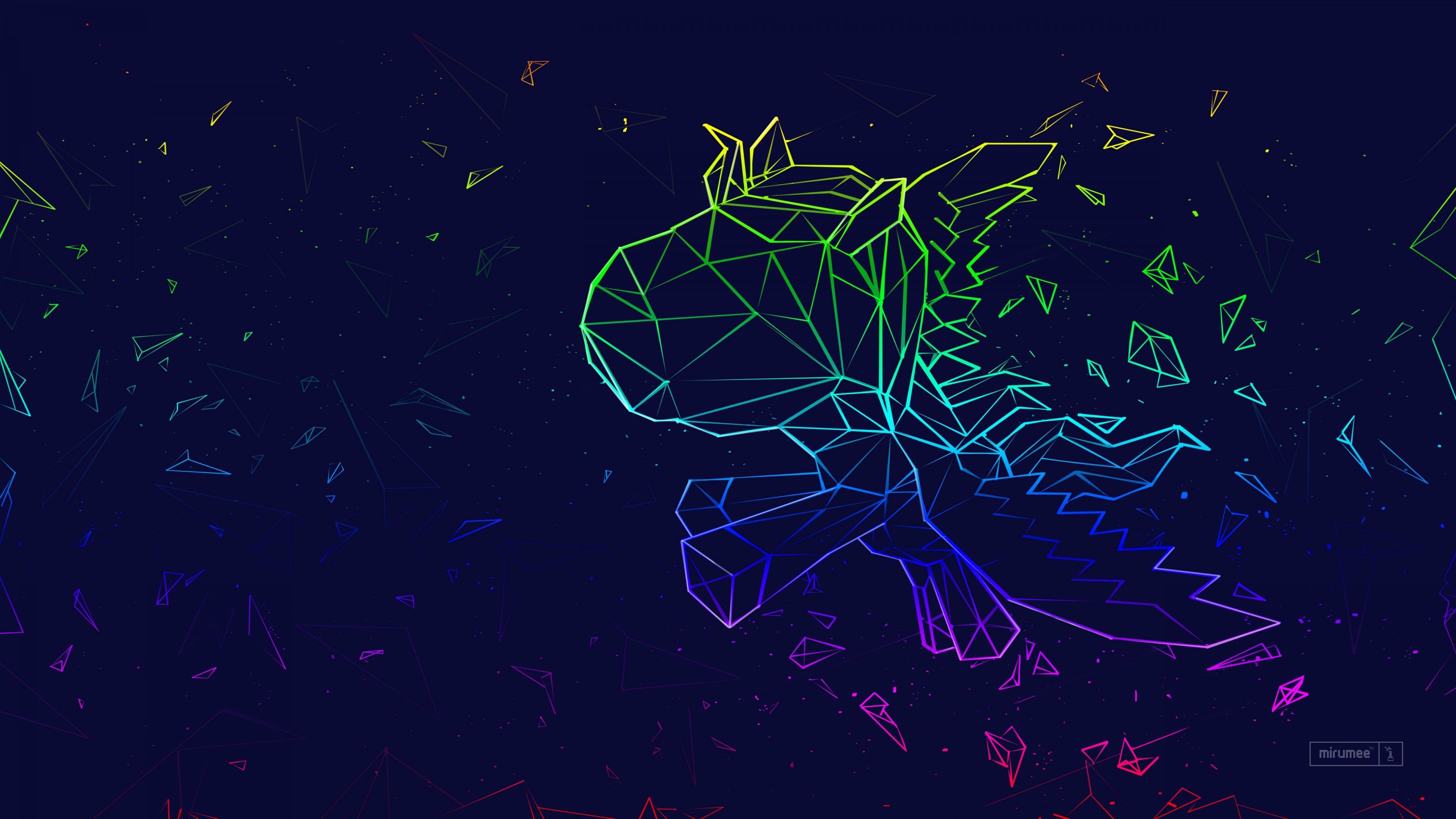 polygon art, pony, vector, digital art, blue background, HD Wallpaper