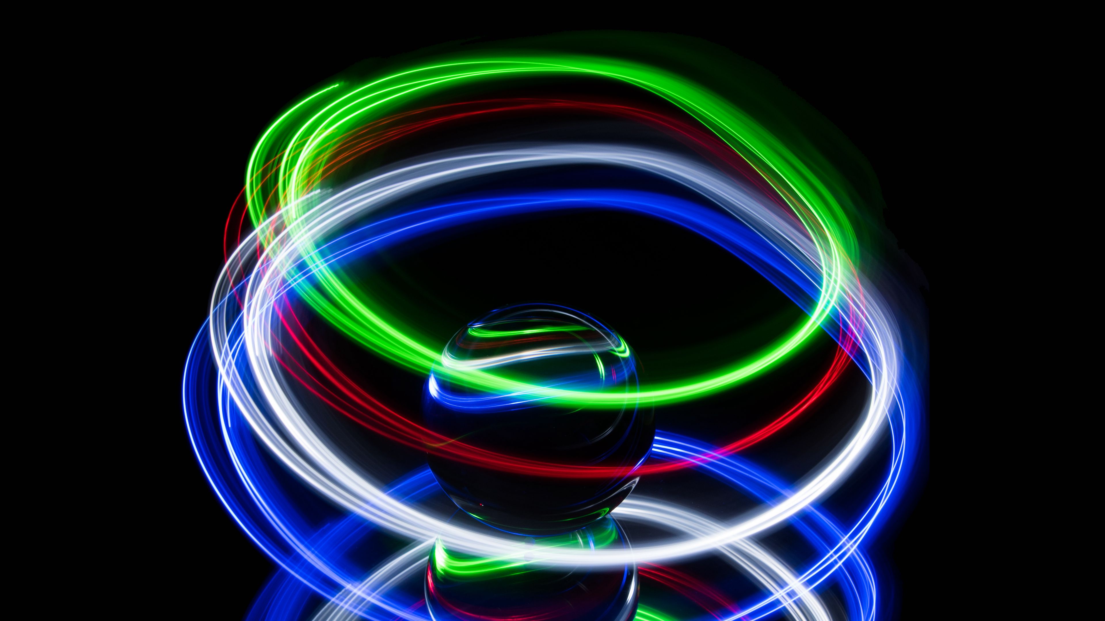 ball, neon, glass, circles, dark, 4k, HD Wallpaper