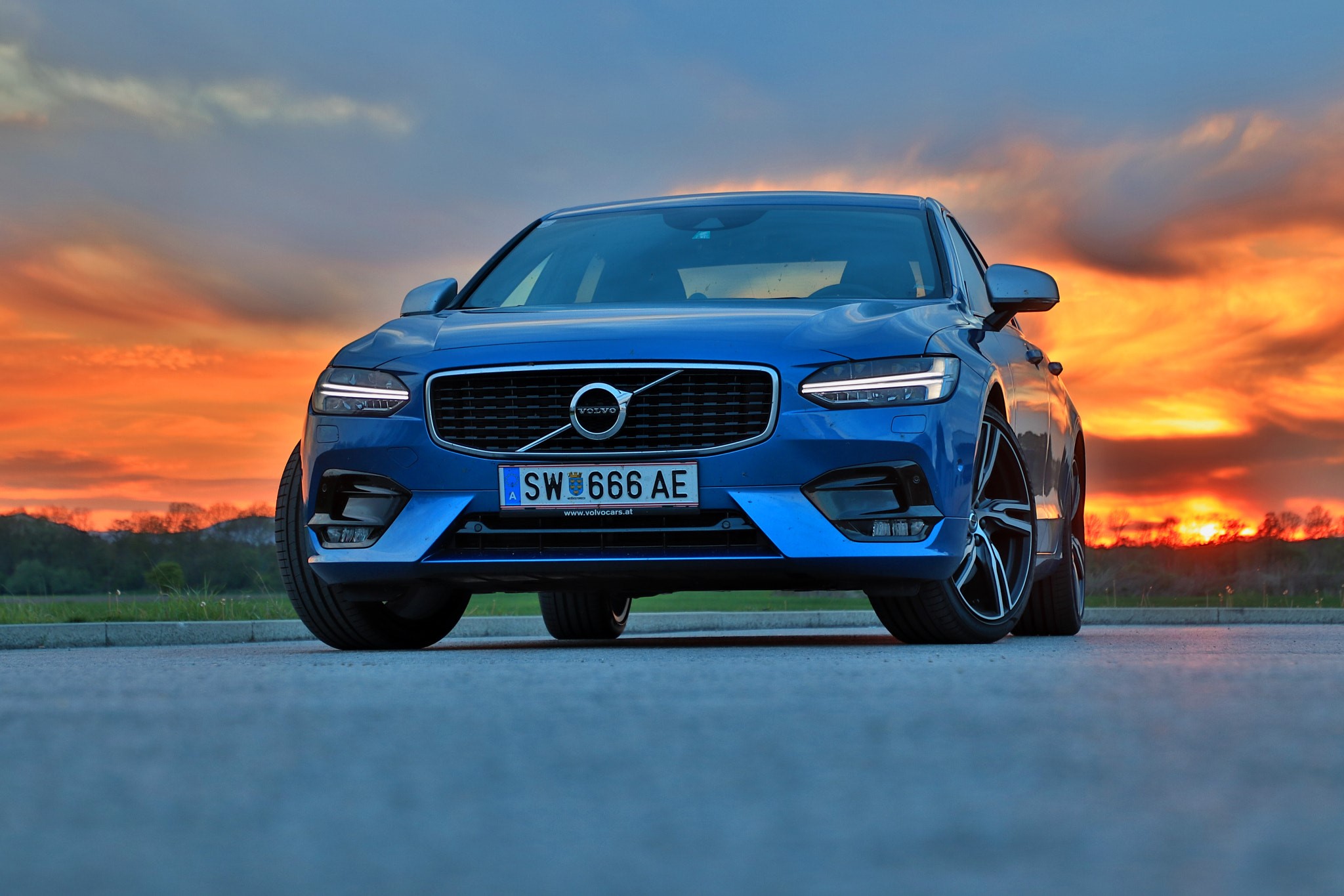 depth of field, Volvo, Volvo V90 CC, sunset, nature, 500px, HD Wallpaper