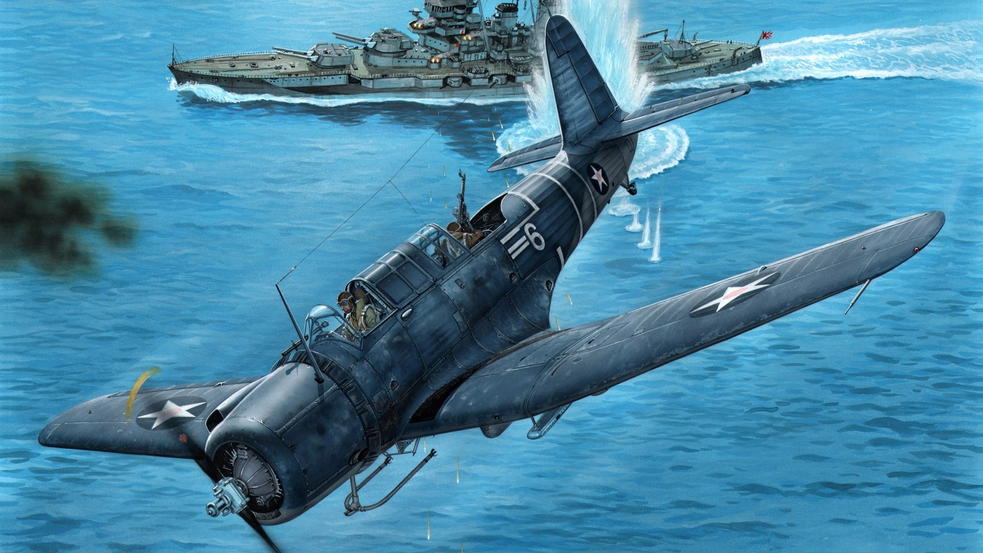 war, artwork, military aircraft, aircraft, vehicle, ship, HD Wallpaper
