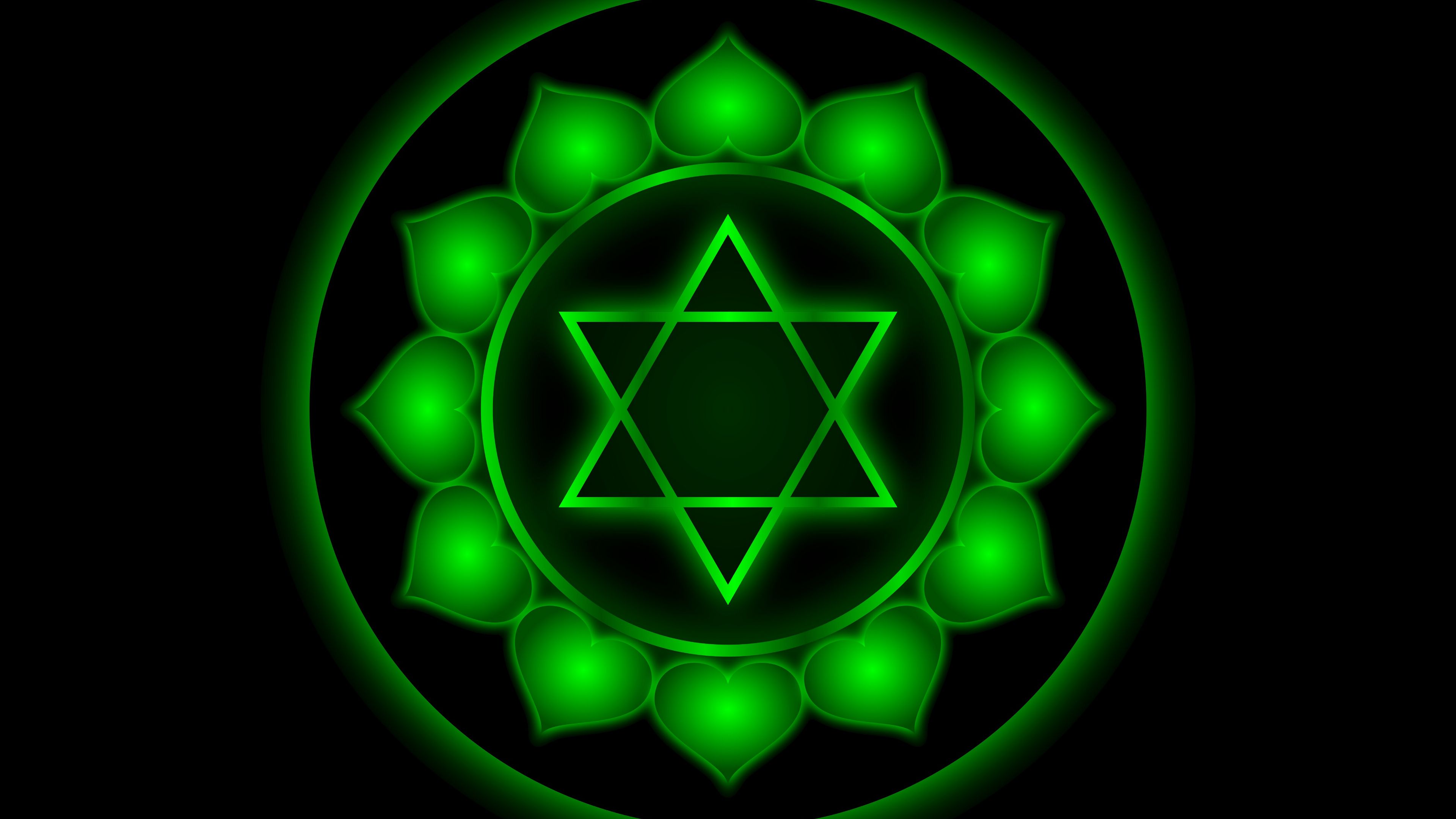 chakra, heart, sign, symbol, 4k, HD Wallpaper