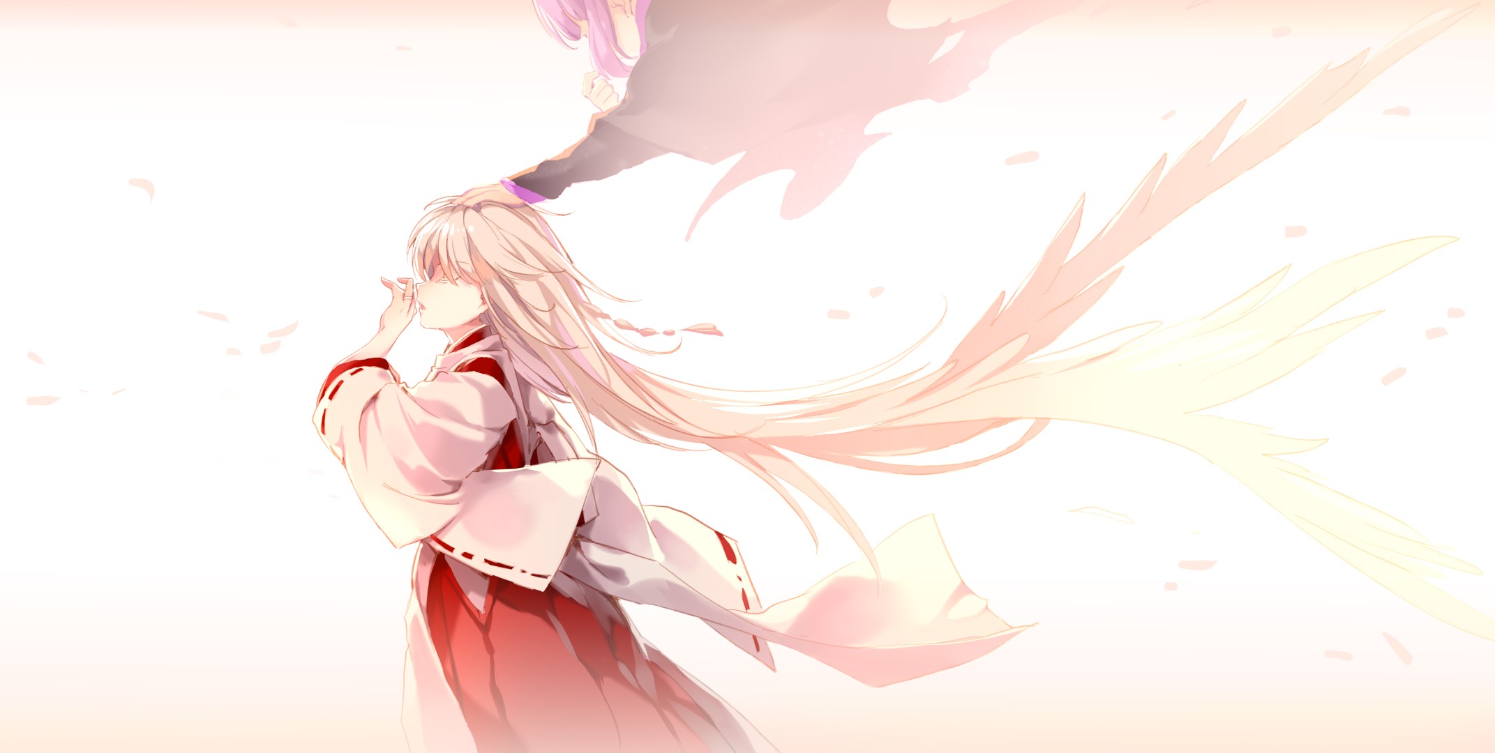 anime, anime girls, long hair, simple background, blonde, HD Wallpaper
