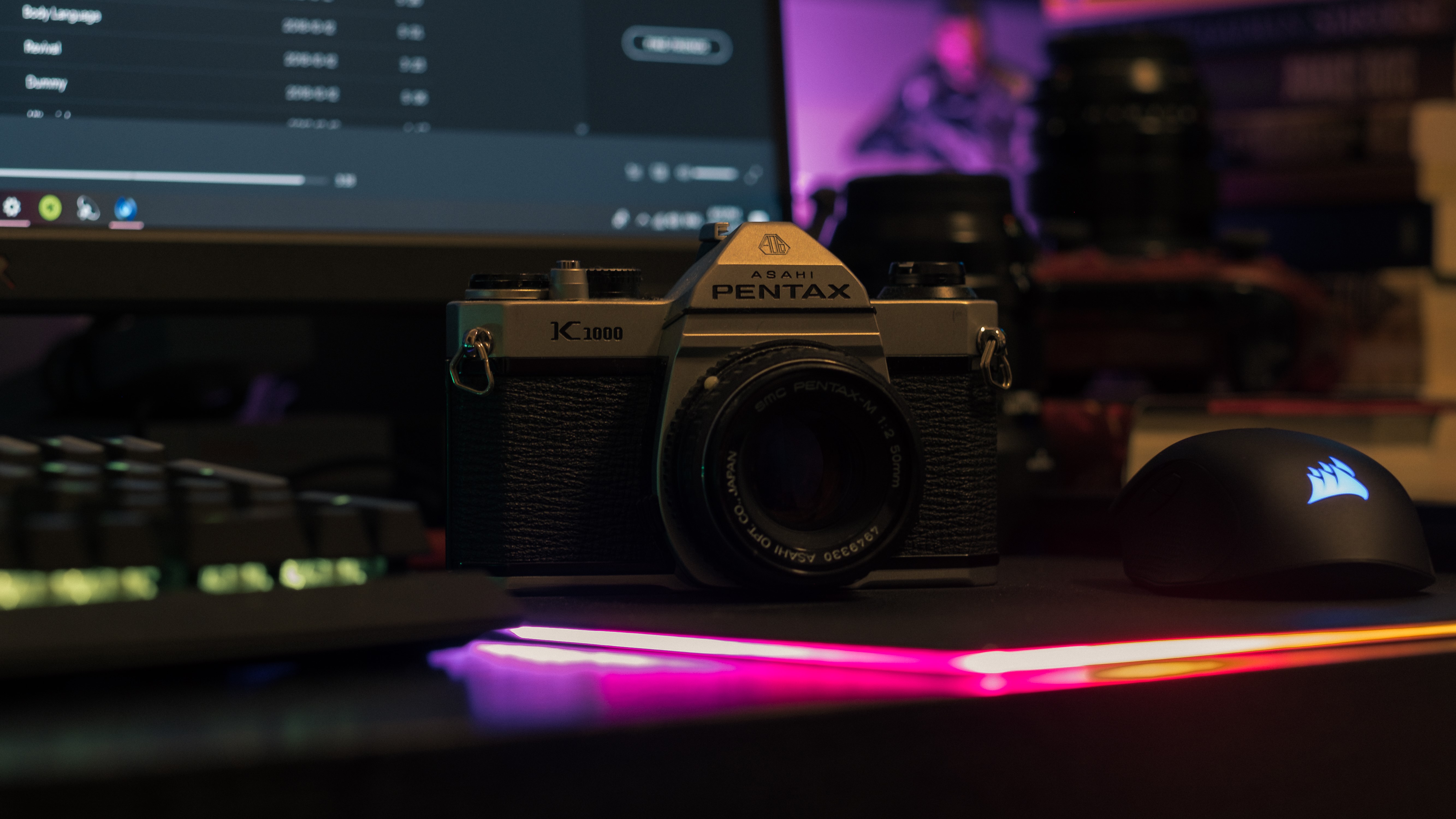 camera, Pentax, keyboards, computer, Corsair, numbers, HD Wallpaper