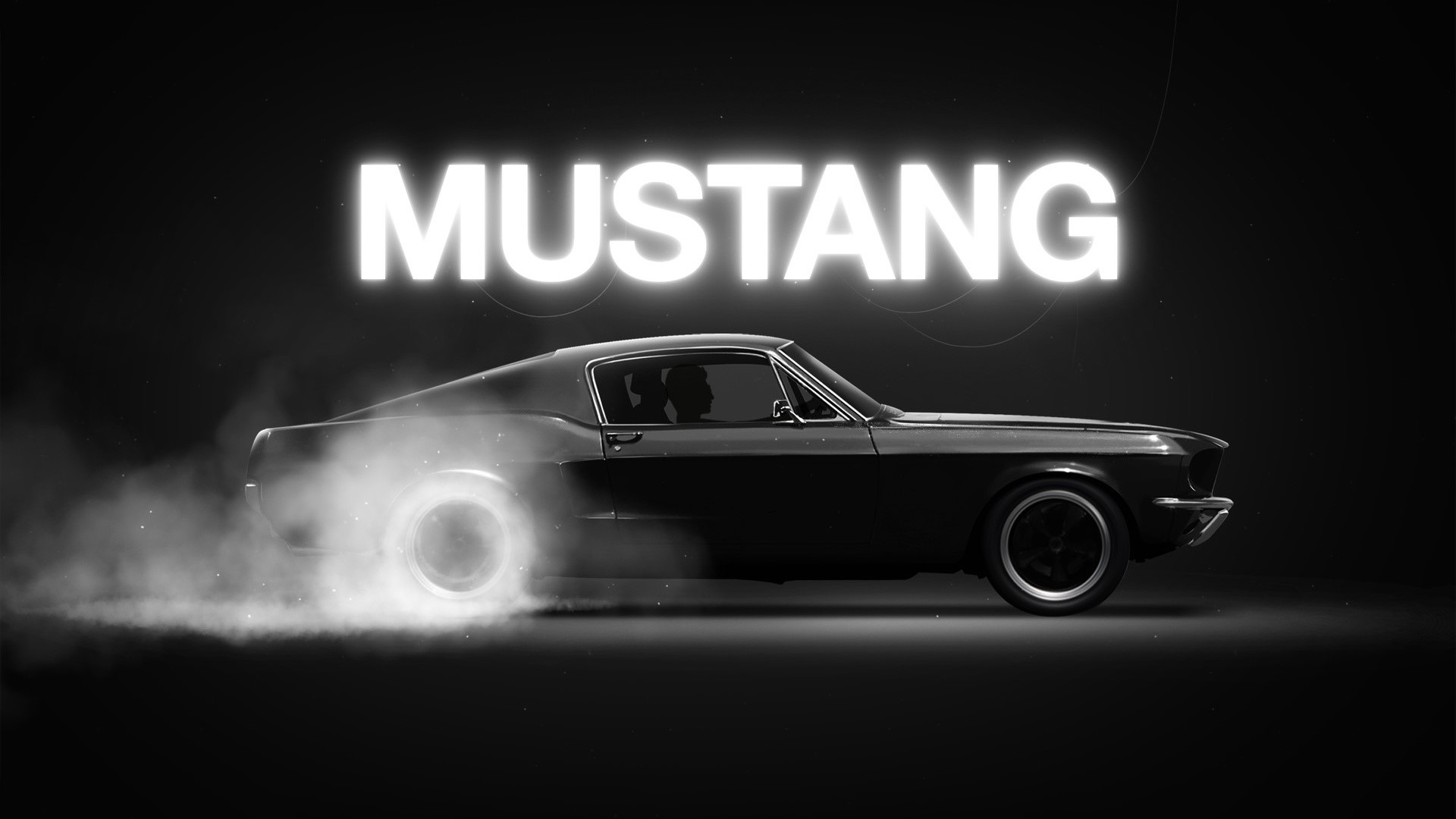 car, Mustang (Car), vehicle, monochrome, smoke, HD Wallpaper