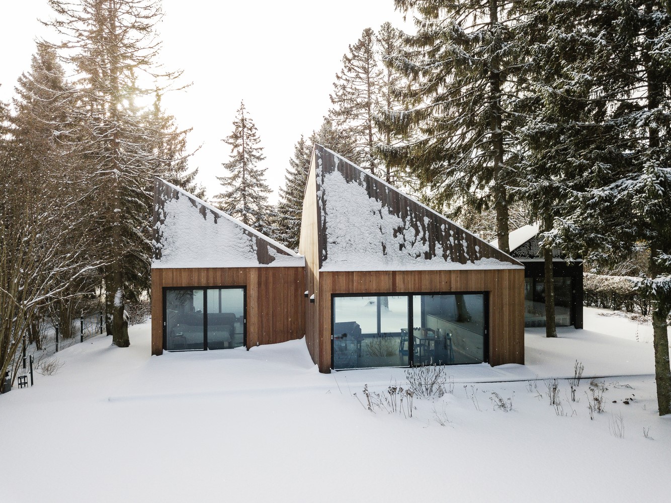 architecture, house, modern, snow, forest, HD Wallpaper
