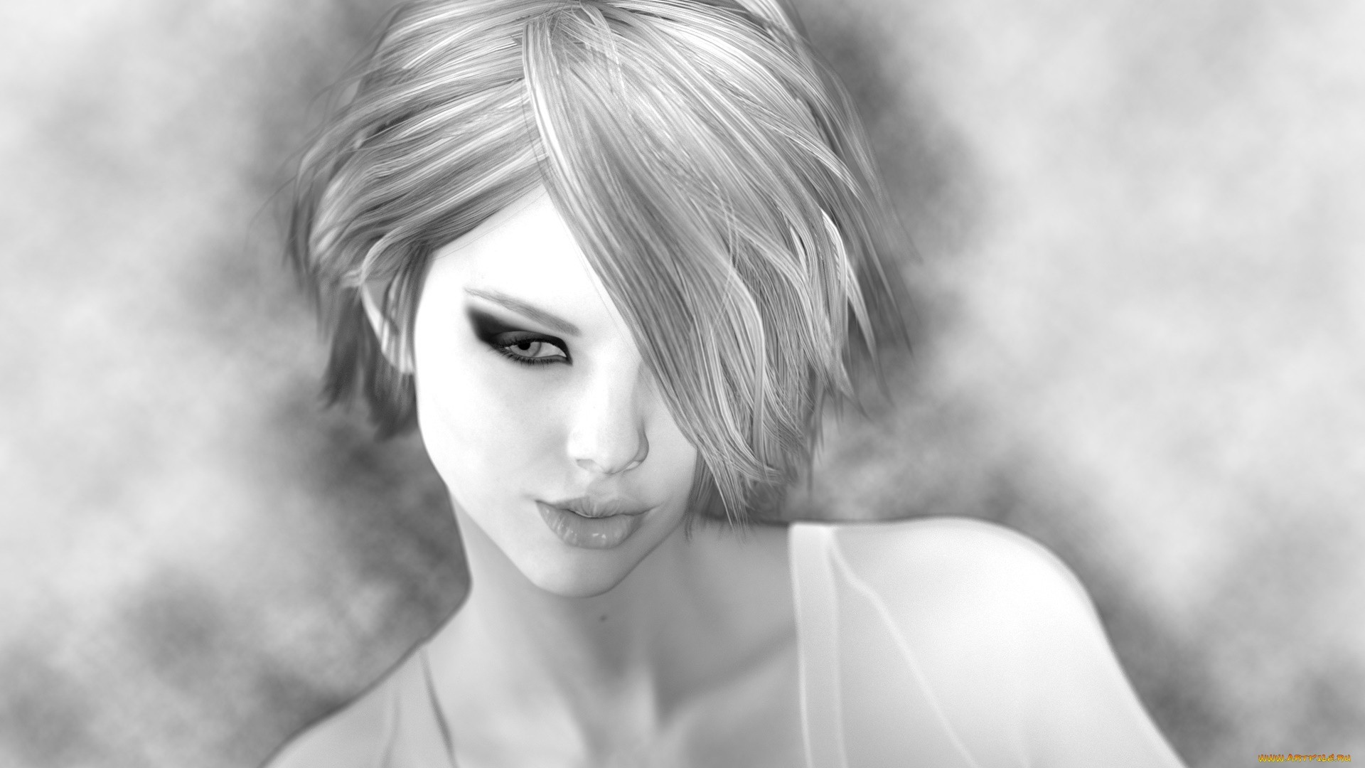 artwork, women, monochrome, face, HD Wallpaper