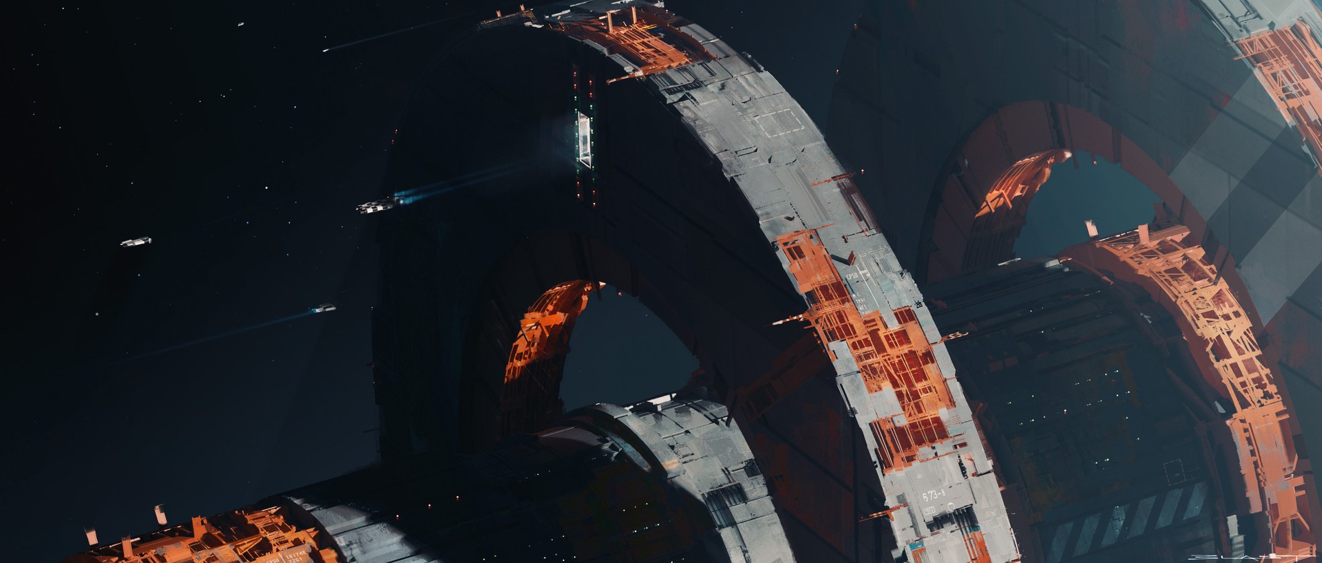 digital, science fiction, artwork, orbiter, space, stars, HD Wallpaper