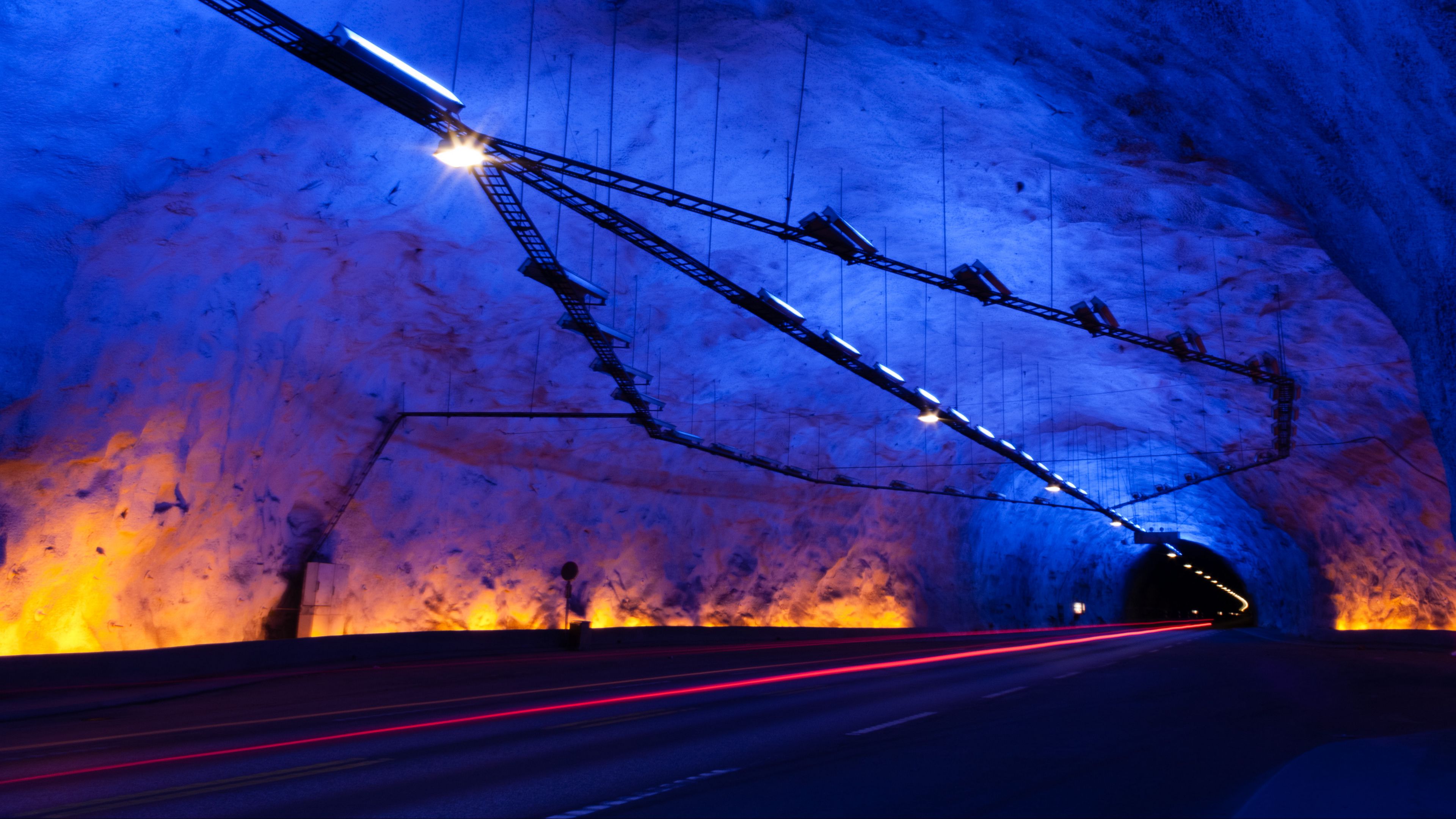 tunnel, dark, lights, underground, lighting, 4k, HD Wallpaper