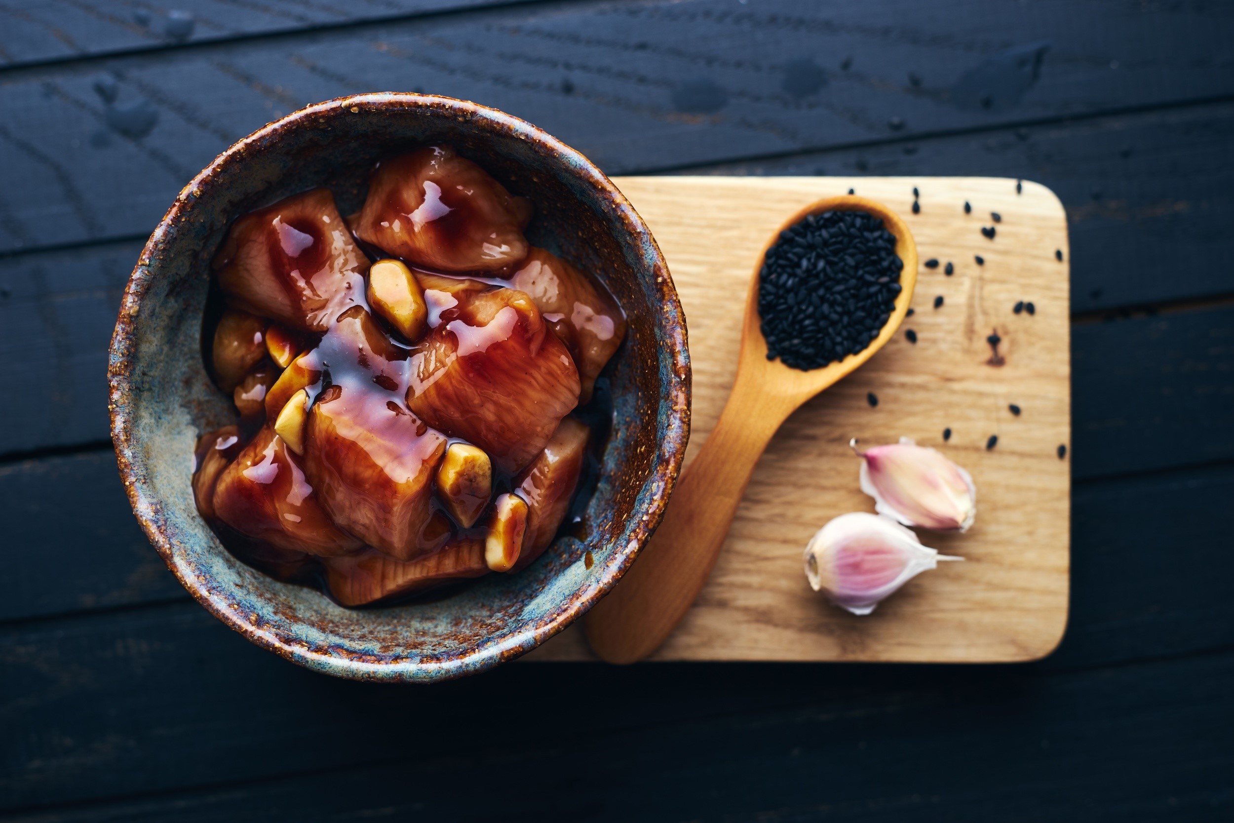 still life, food, spoon, Garlic, top view, HD Wallpaper
