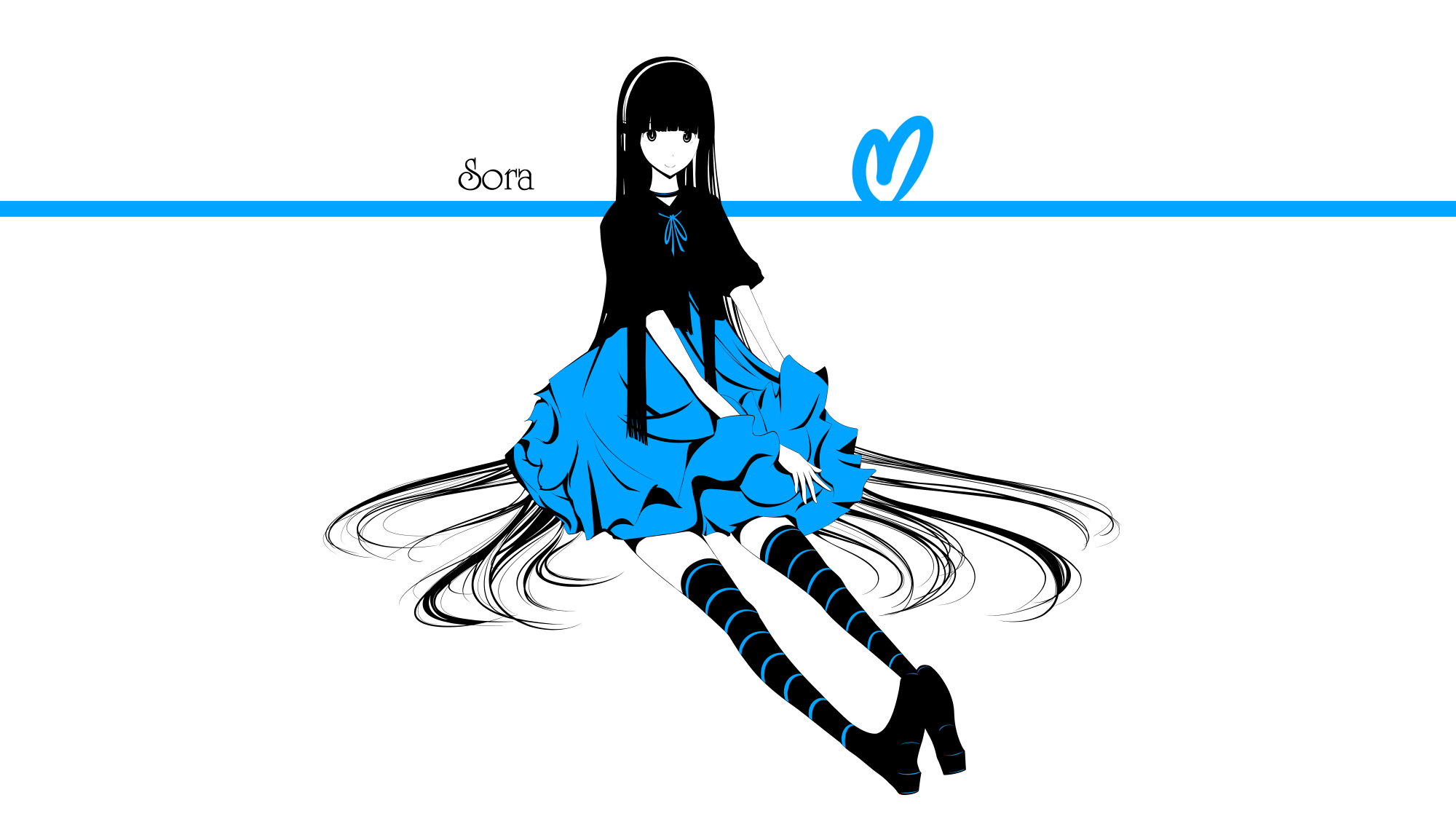 anime girls, original characters, simple background, long hair, sitting, thigh-highs, dress, collar, HD Wallpaper