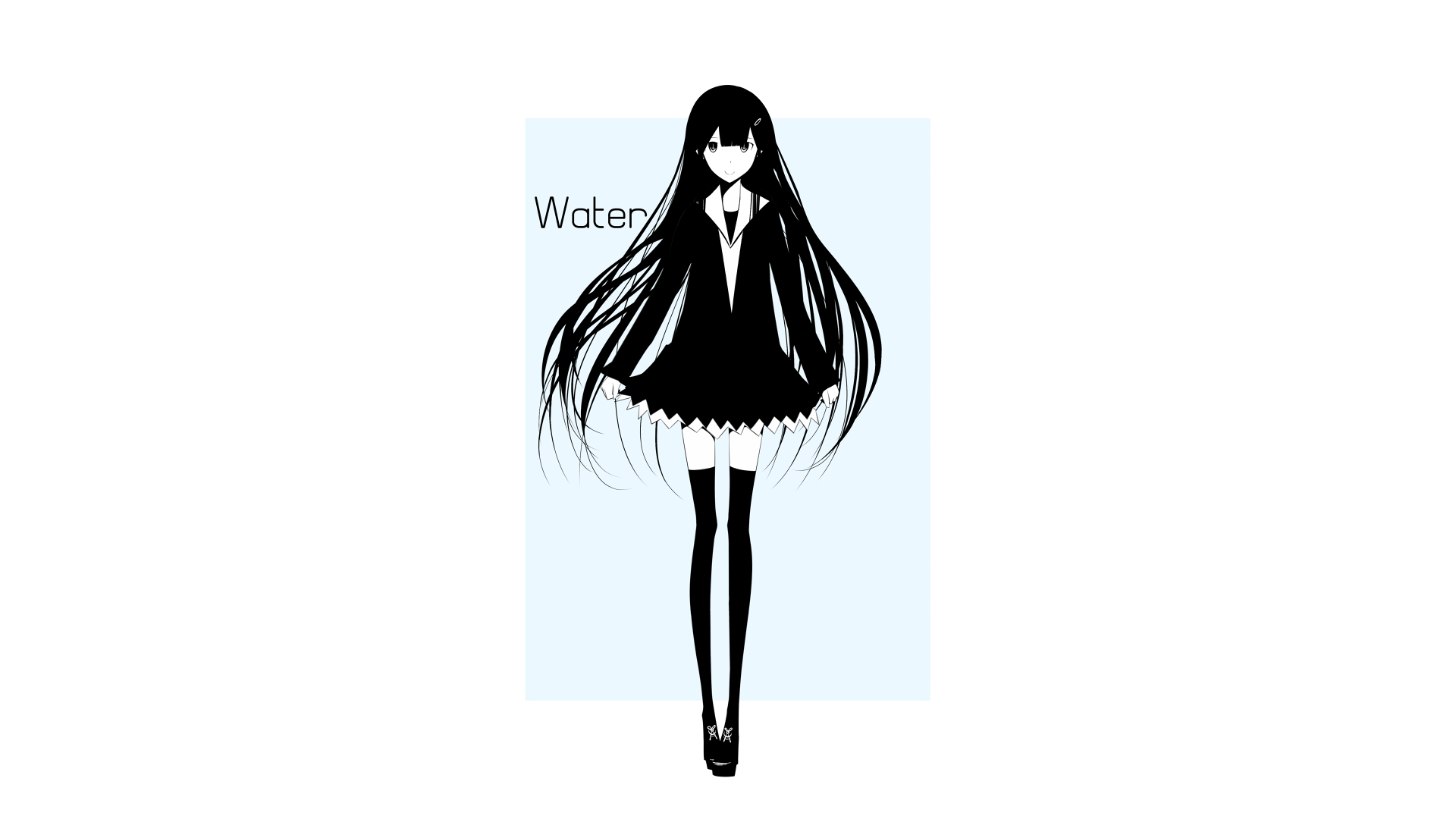 anime girls, original characters, simple background, long hair, dress, thigh-highs, HD Wallpaper
