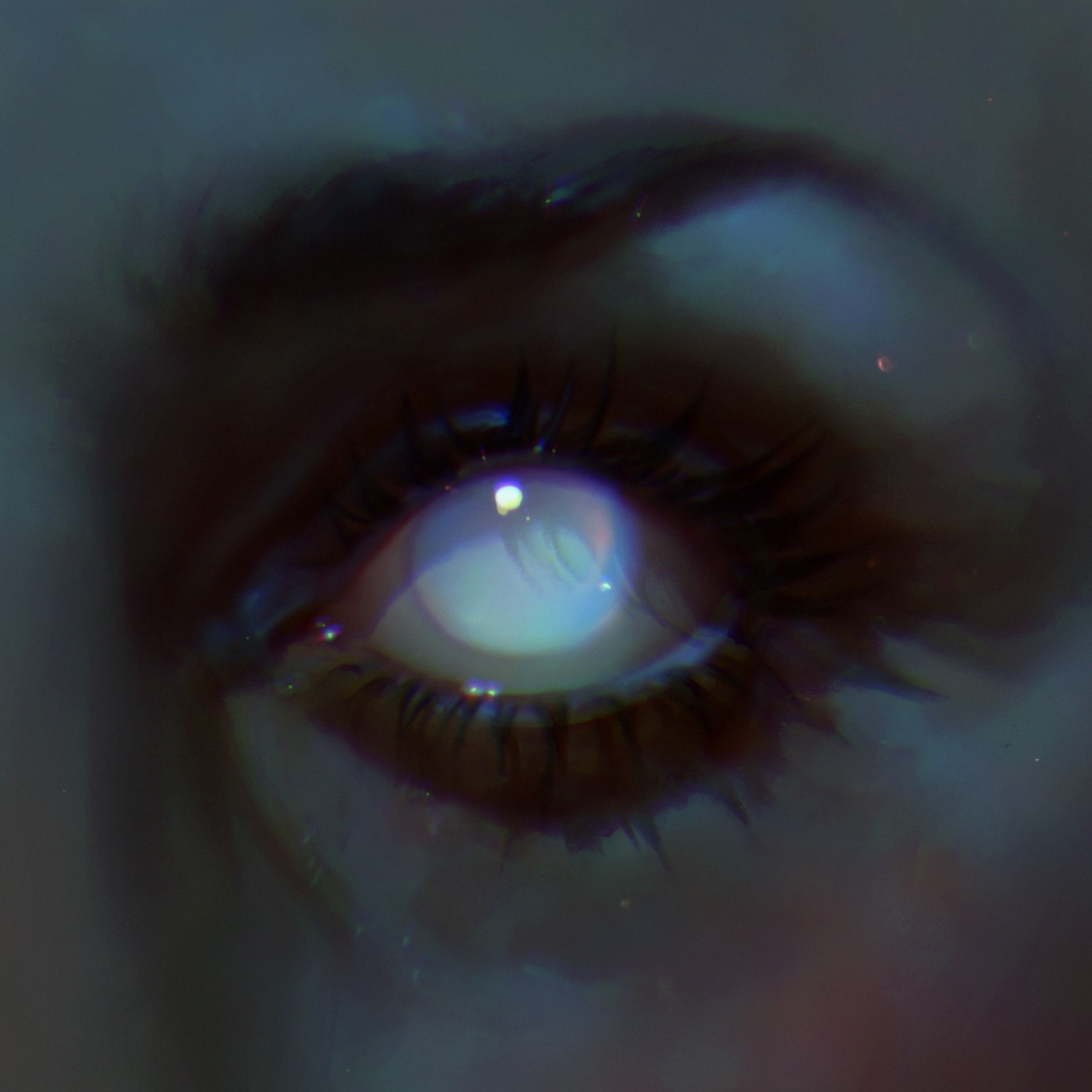 artwork, eyes, looking away, digital, white eye, HD Wallpaper