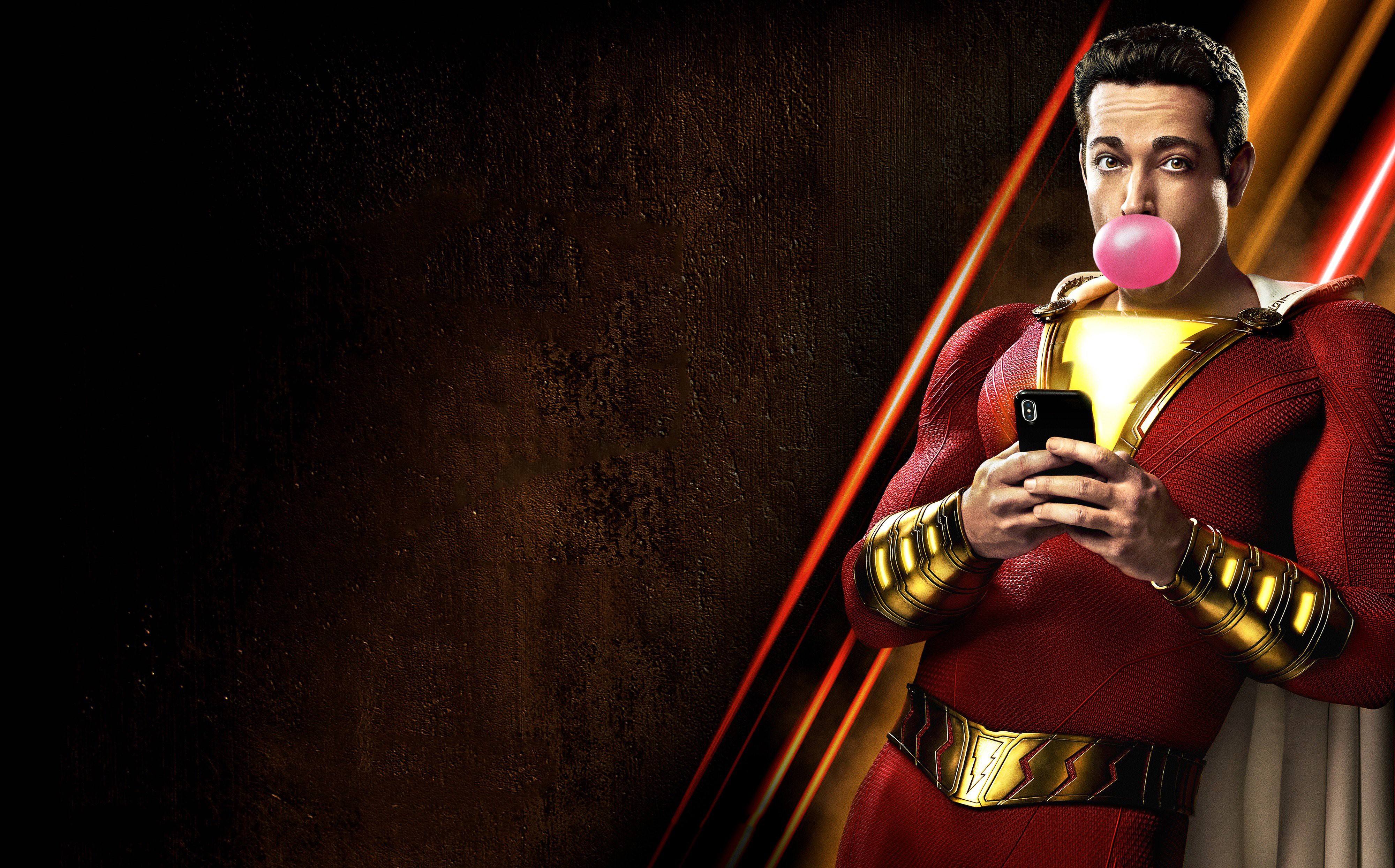DC Comics, Shazam, movies, bubblegum, superhero, Zachary Levi, HD Wallpaper