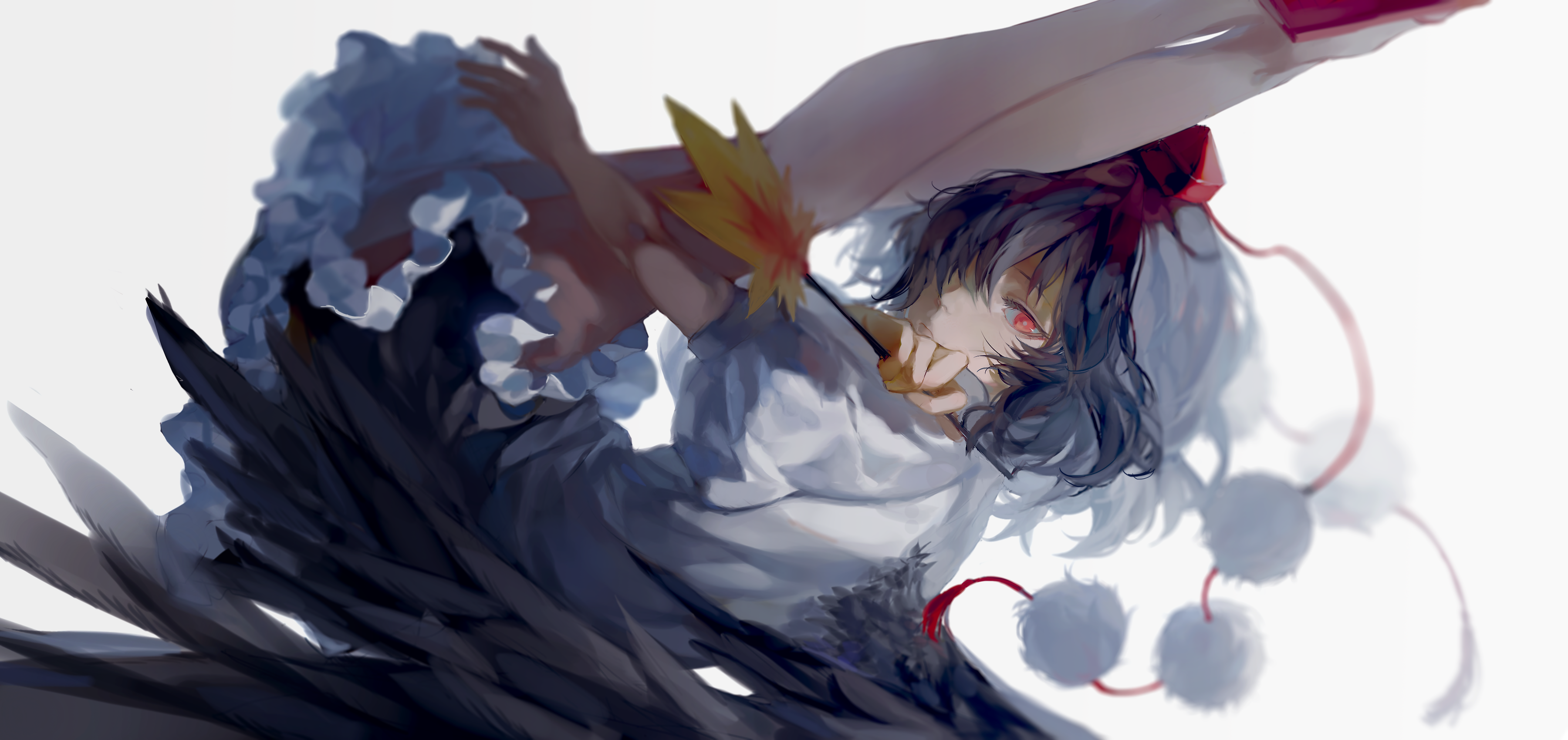 anime, anime girls, red eyes, blue hair, legs, dress, HD Wallpaper