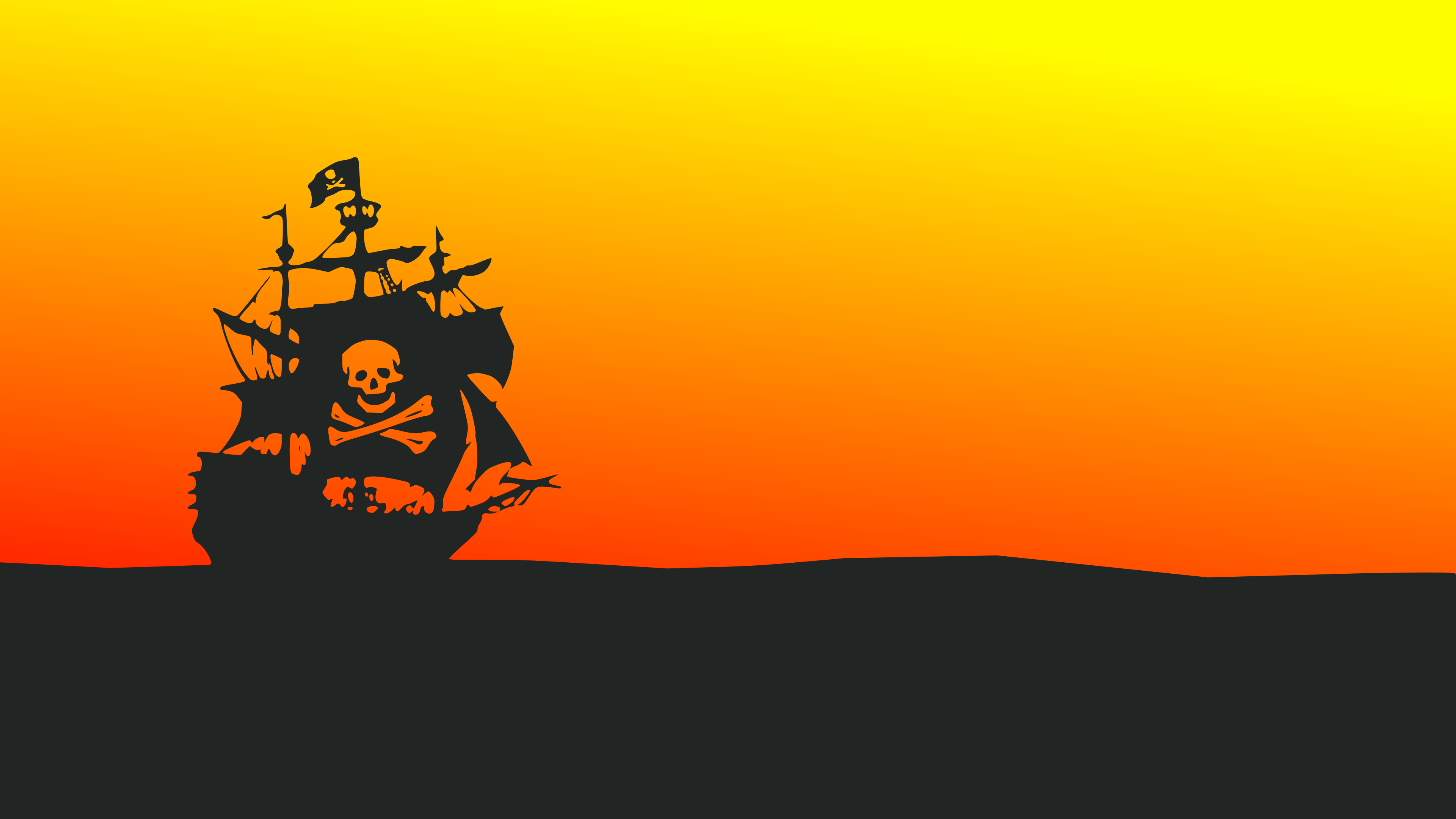 pirates, sea, minimalism, sailing ship, HD Wallpaper