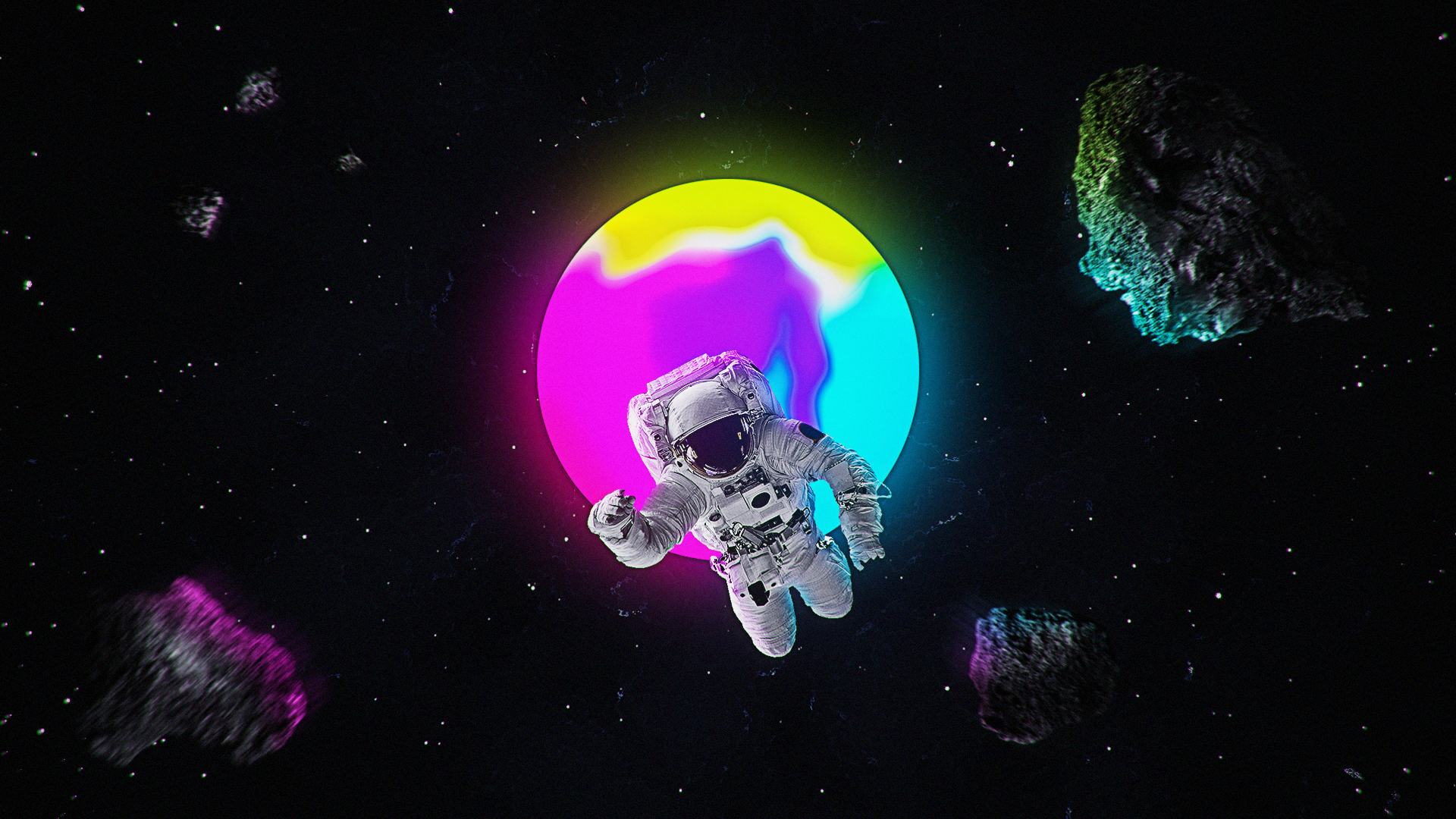 digital art, astronaut, galaxy, meteors, HD Wallpaper