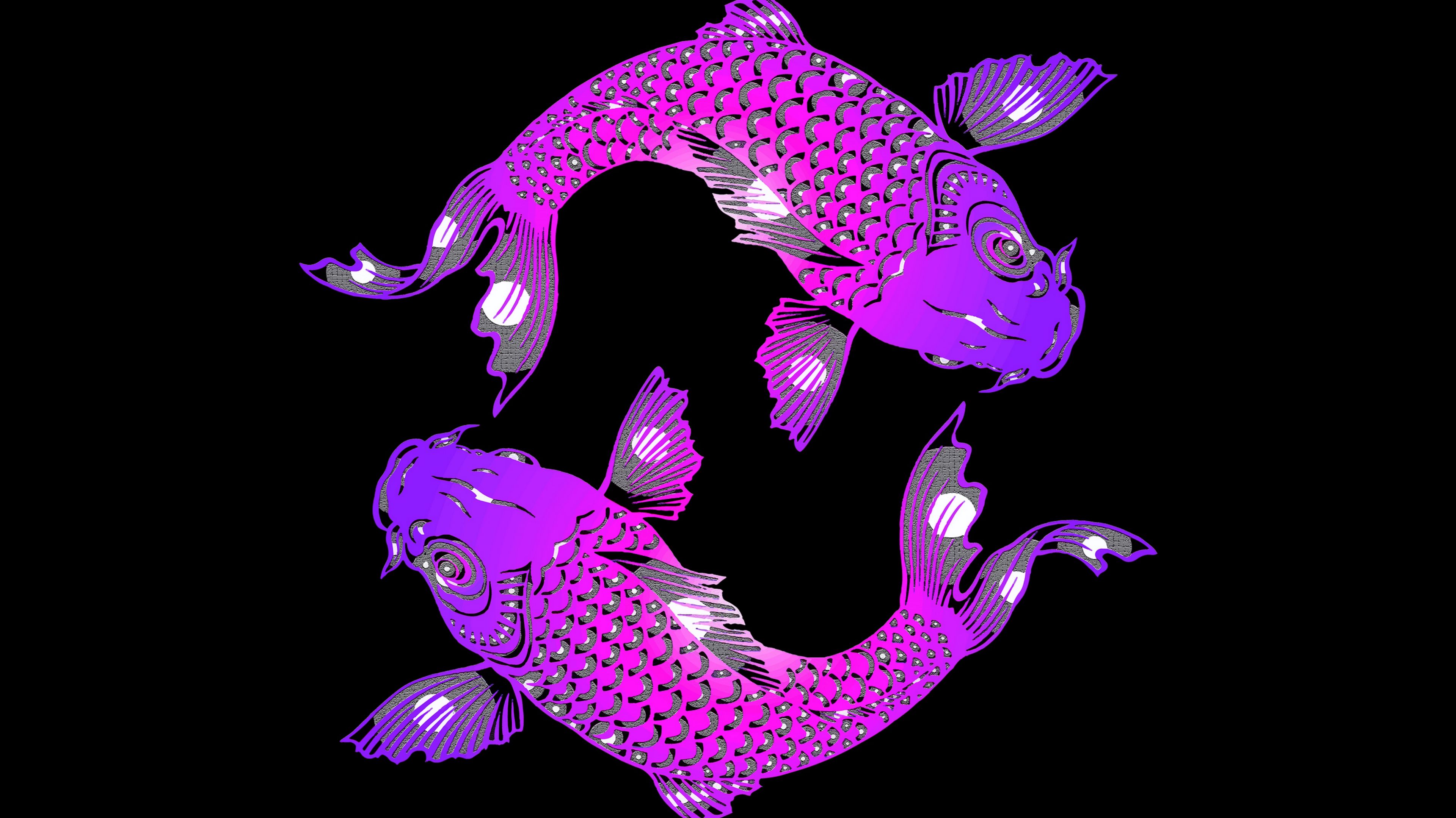 fish, yin and yang, art, 4k, HD Wallpaper