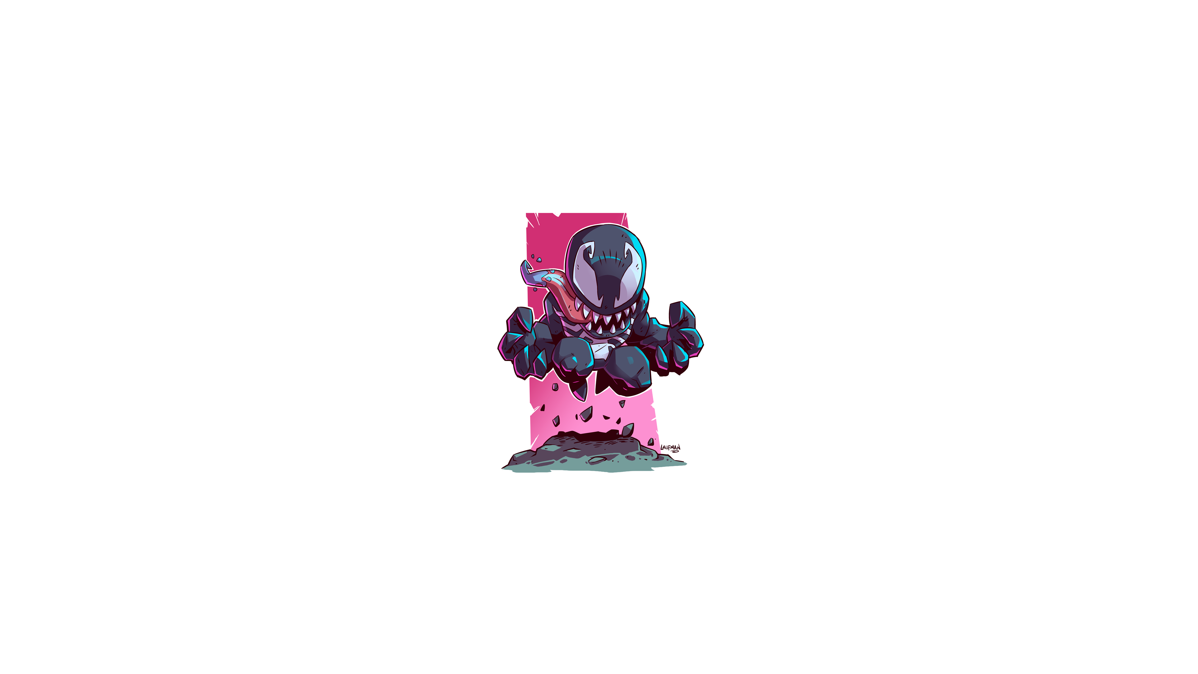 chibi, minimalism, Venom, Marvel Comics, Marvel Heroes, Marvel Super Heroes, Derek Laufman, super villain, HD Wallpaper