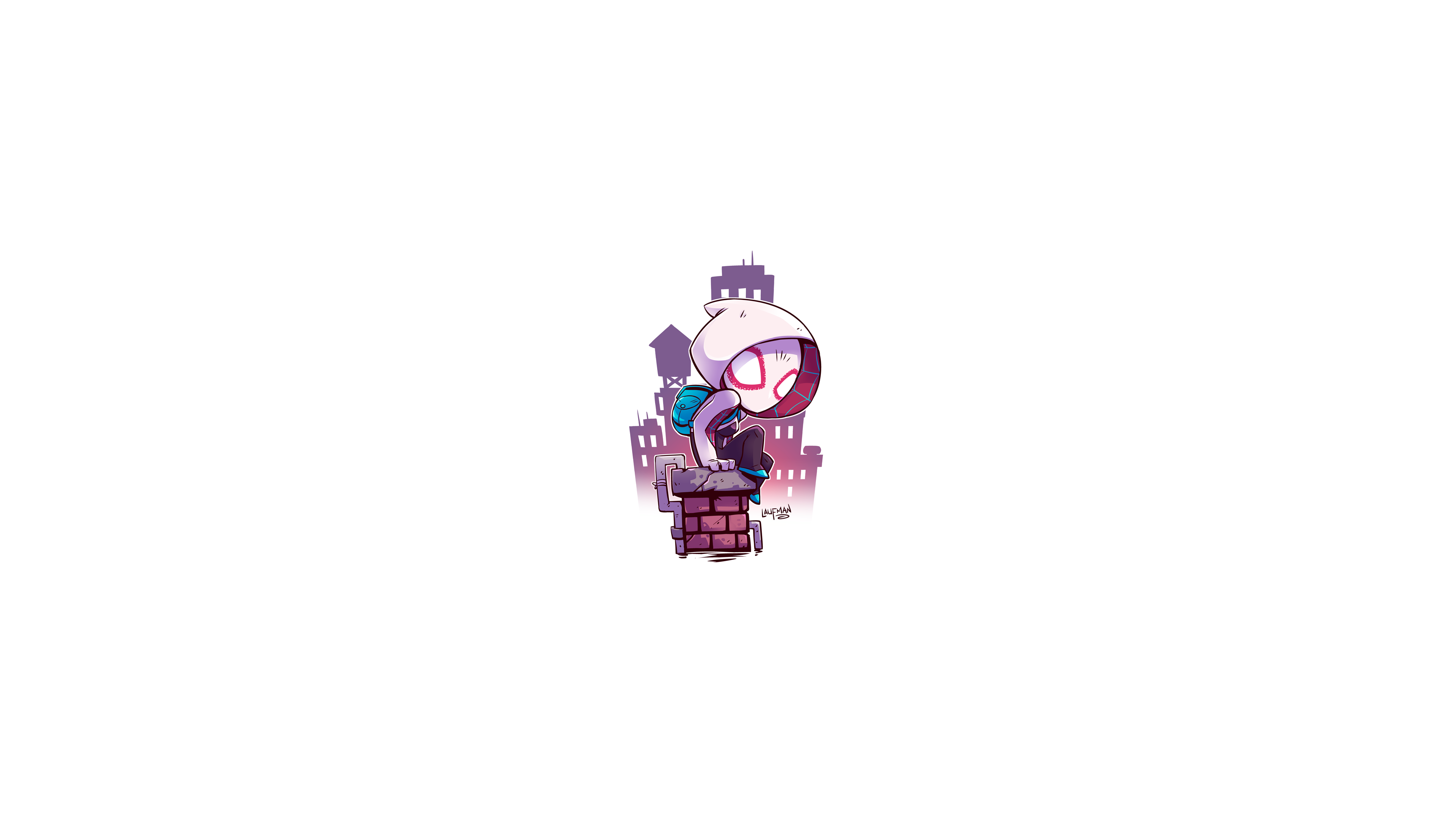 chibi, minimalism, Spider-Gwen, Spider-Man, Marvel Comics, Marvel Heroes, Marvel Super Heroes, Derek Laufman, superhero, HD Wallpaper