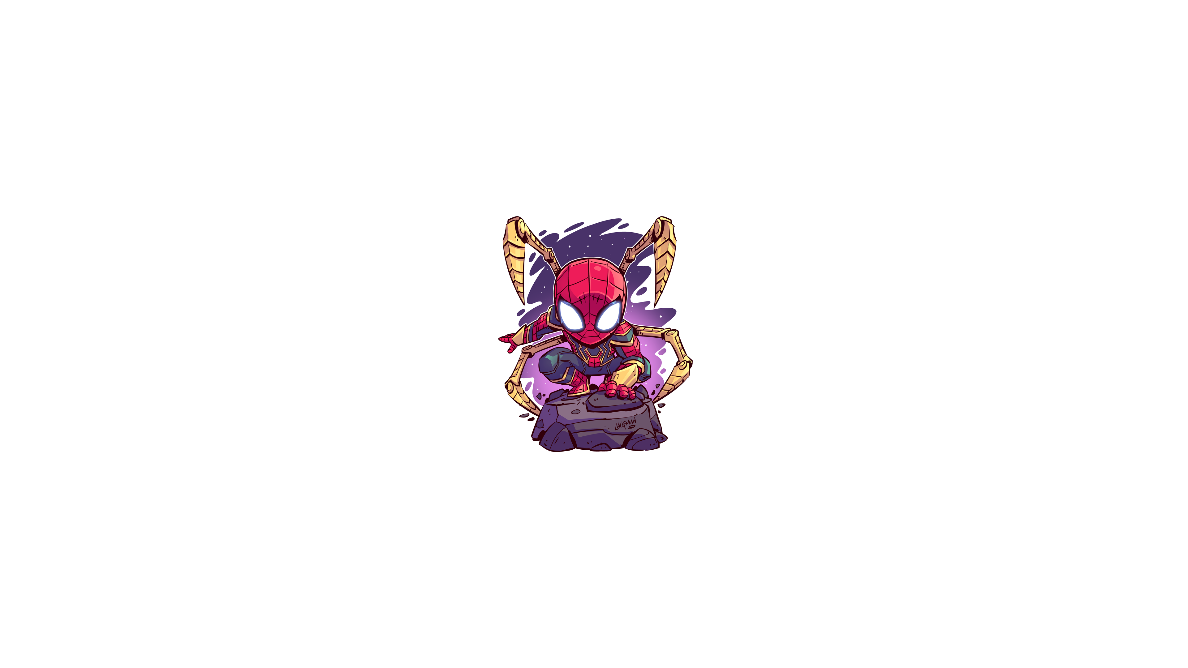 Marvel Cinematic Universe, chibi, minimalism, Iron Spider Armor, Spider-Man, Marvel Comics, Marvel Heroes, Marvel Super Heroes, Derek Laufman, MCU, The Avengers, HD Wallpaper