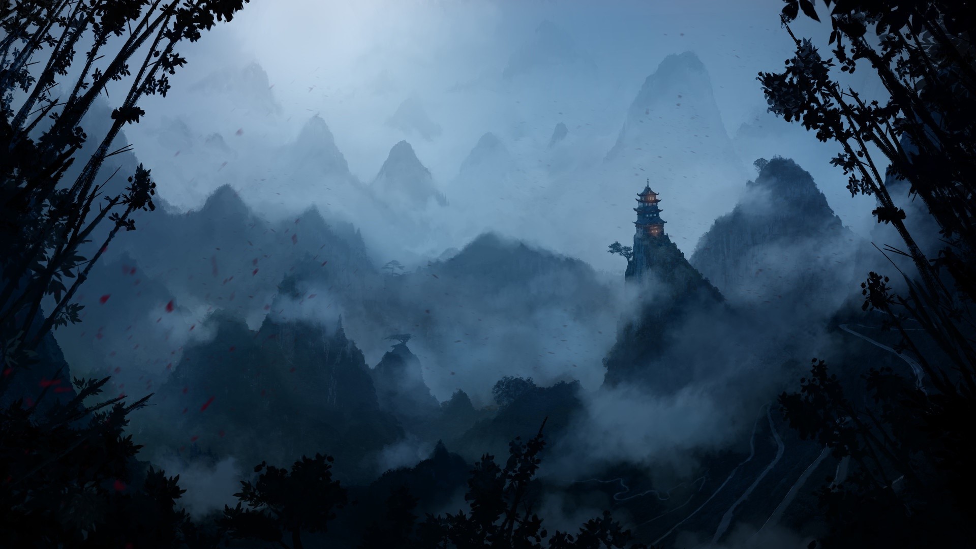 Asia, fantasy art, building, artwork, landscape, ArtStation, HD Wallpaper