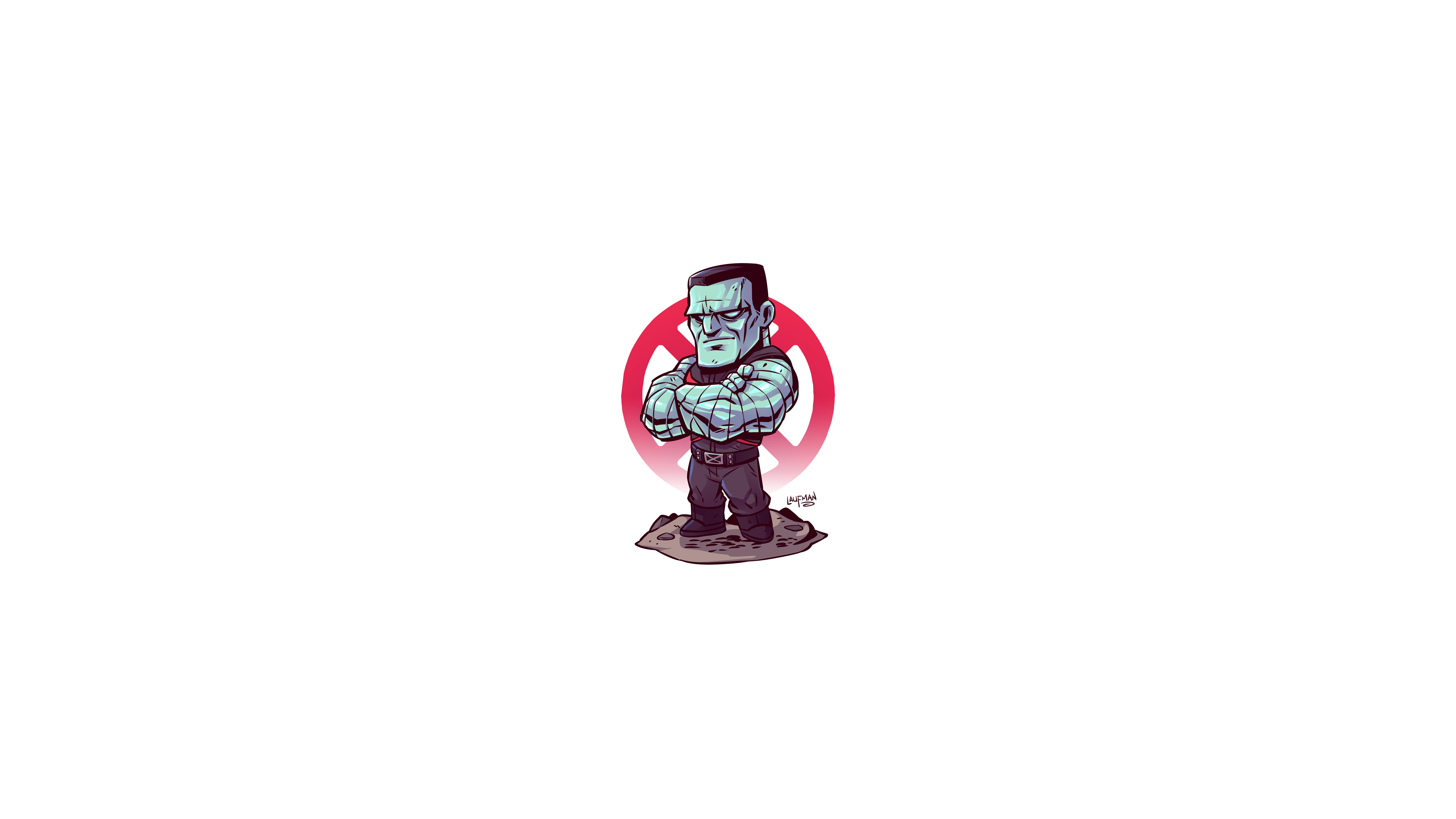 colossus, Marvel Comics, chibi, minimalism, Marvel Heroes, X-Men, Marvel Super Heroes, Derek Laufman, superhero, HD Wallpaper