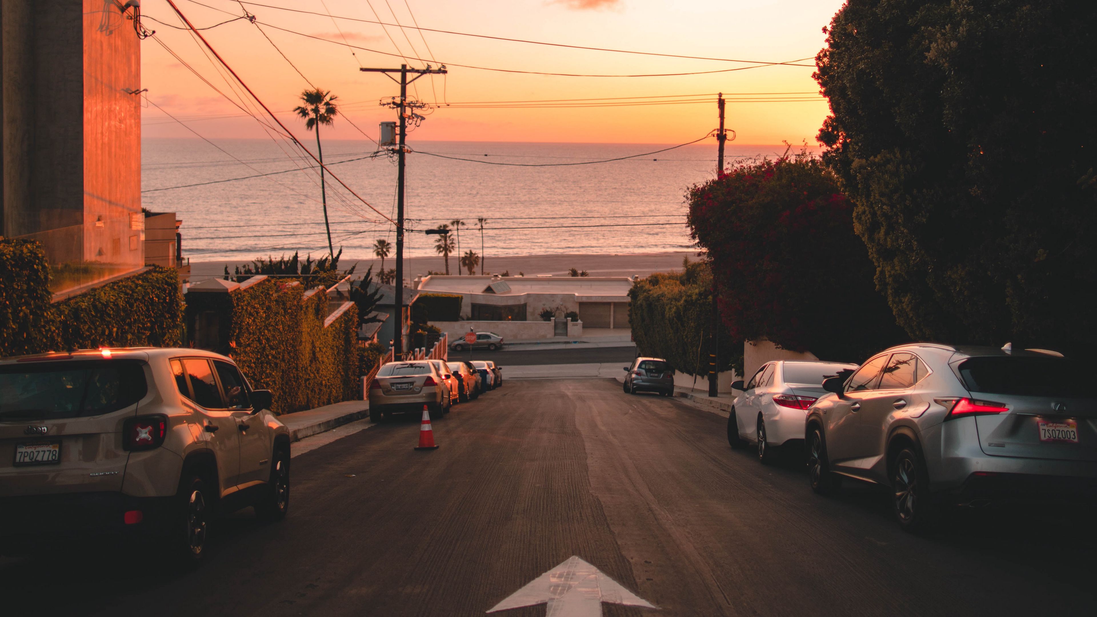 road, cars, coast, pointer, 4k, HD Wallpaper