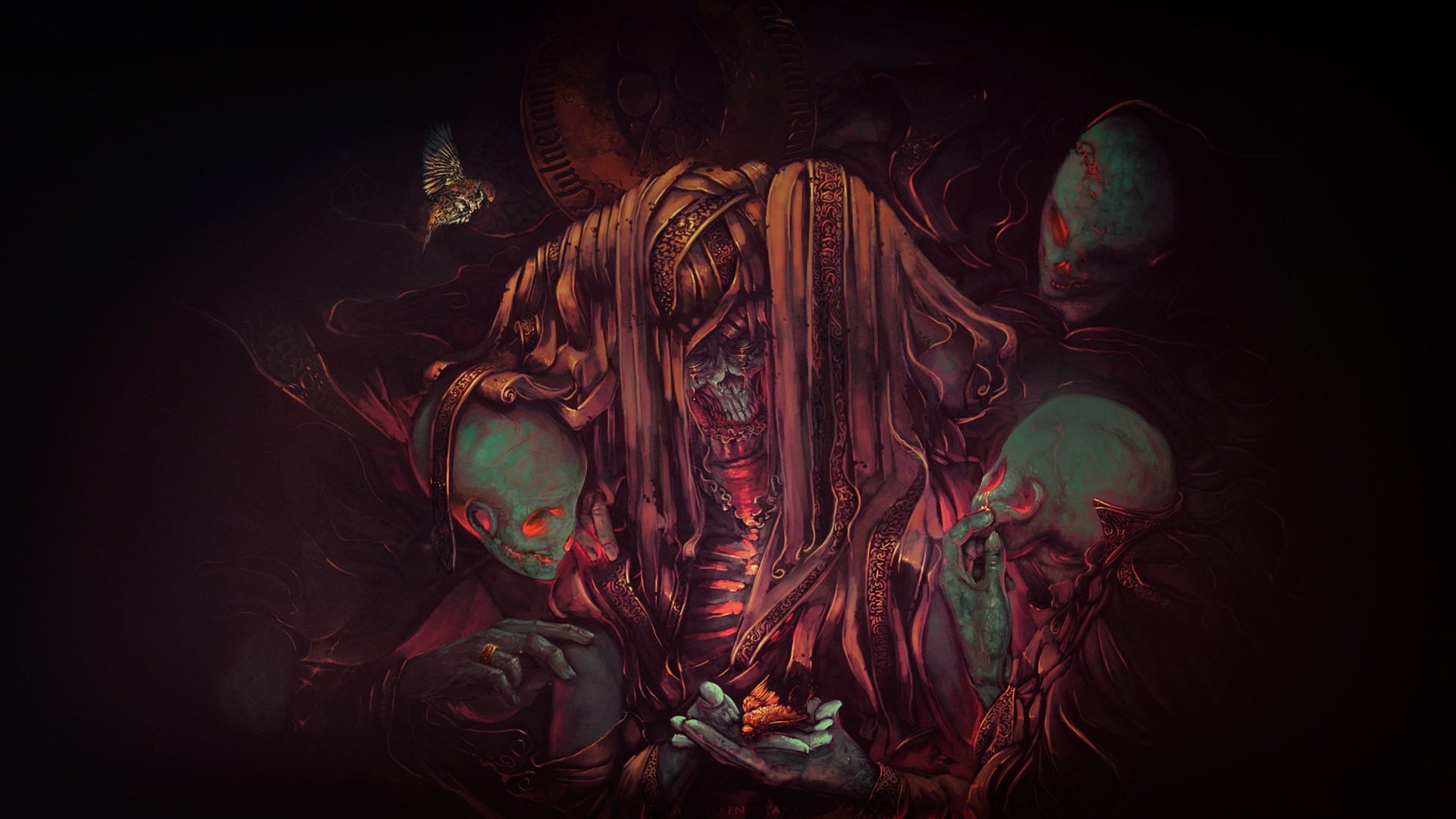 dark, artwork, skull, Anato Finnstark, HD Wallpaper
