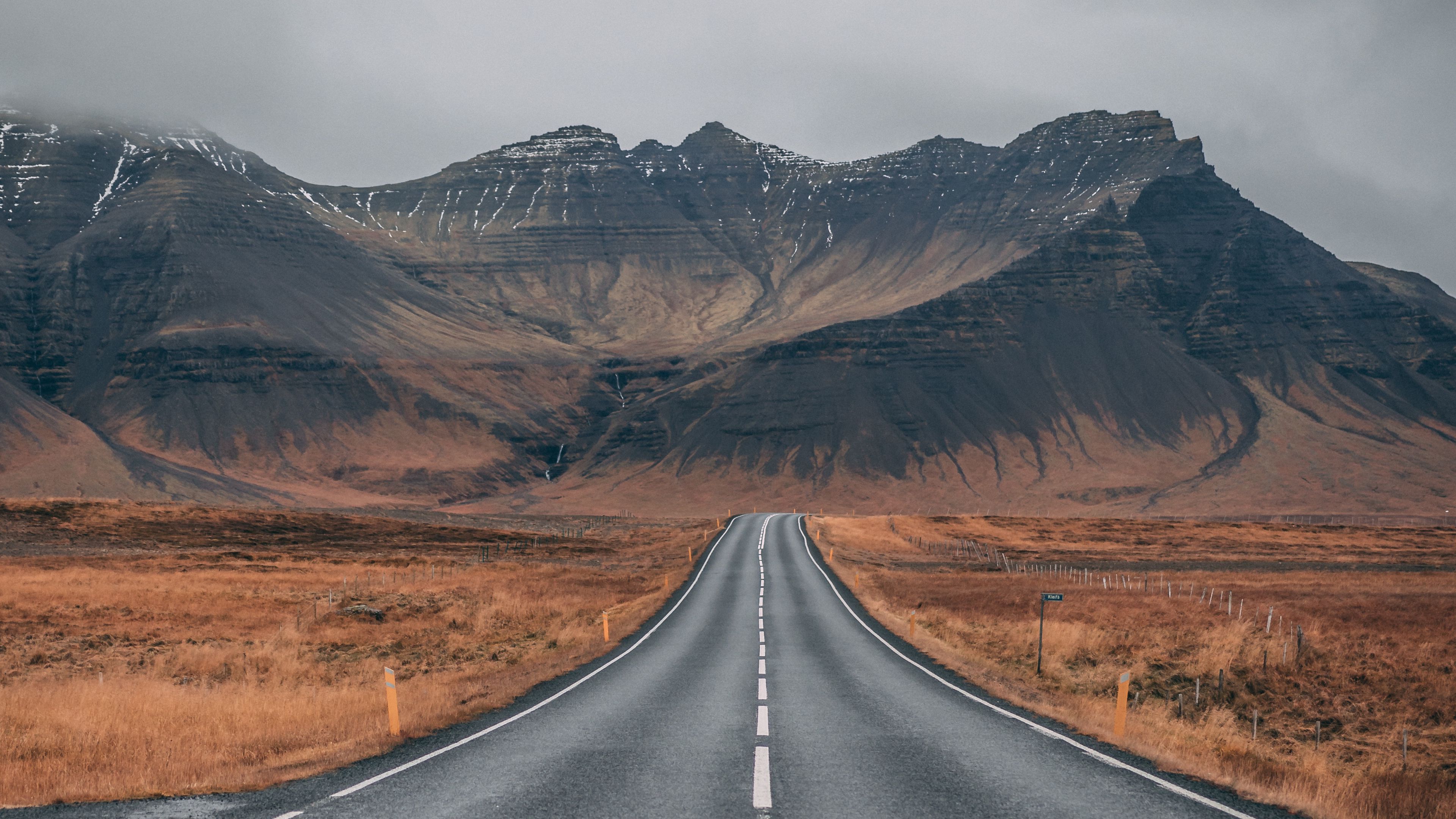 road, mountains, marking, iceland, 4k, HD Wallpaper
