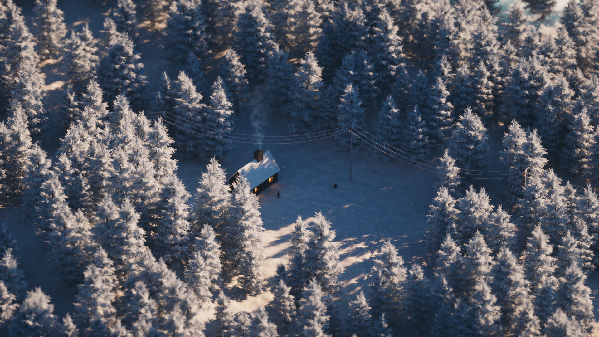 Cinema4D, landscape, winter, forest, HD Wallpaper