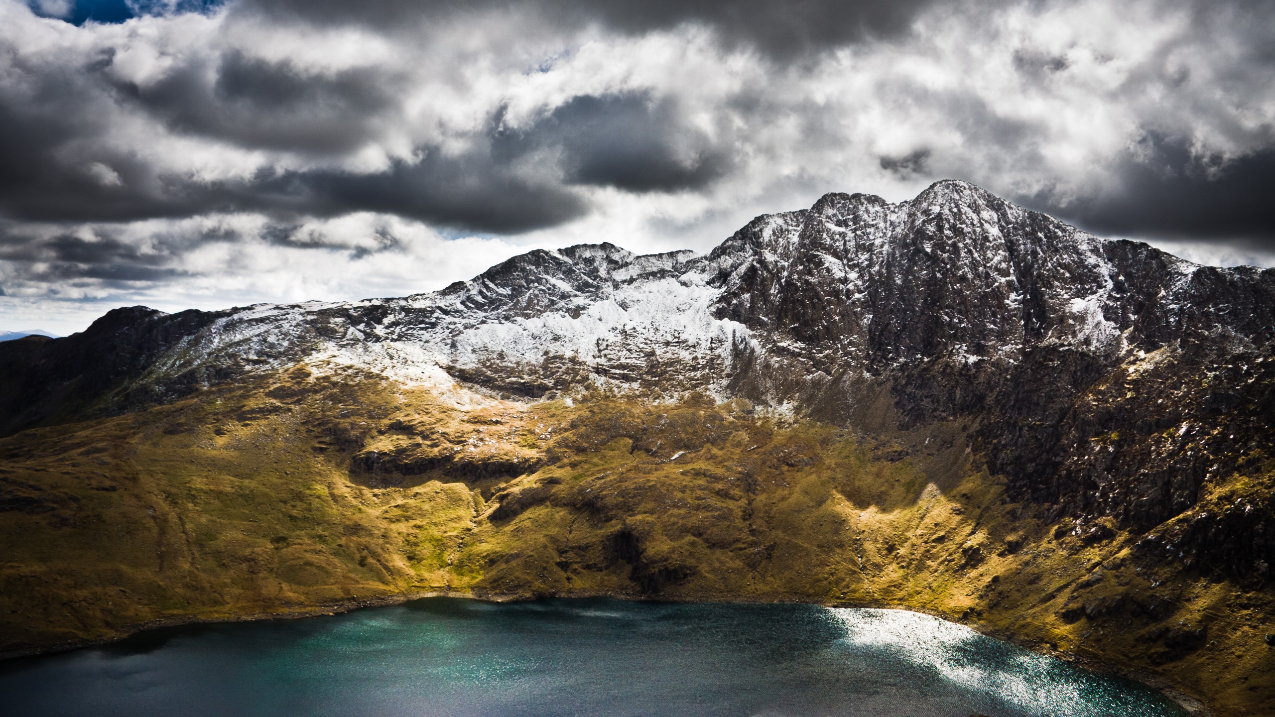 nature, mountains, landscape, clouds, lake, HD Wallpaper